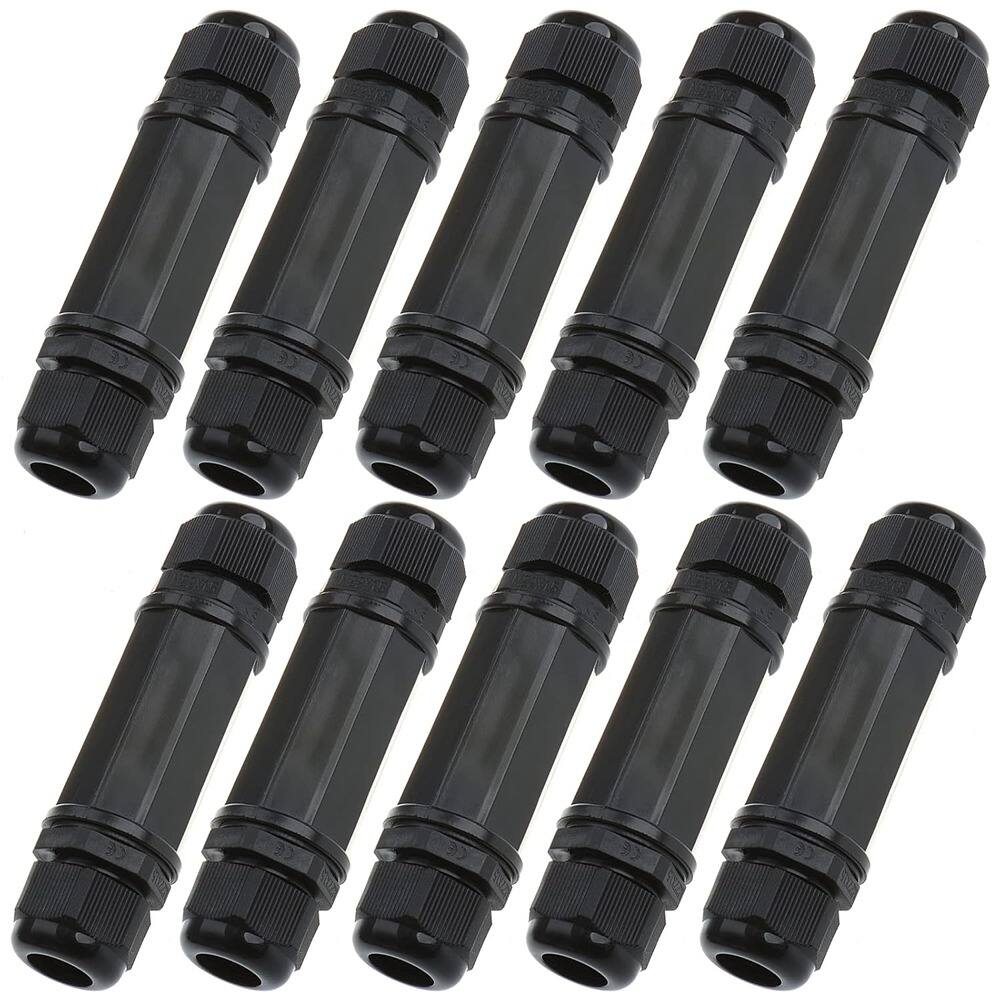 Front. ACJPR - Shielded Waterproof RJ45 Connectors for Cat5/Cat5e/Cat6, IP67, 8P8C, Female-to-Female LAN Coupler, 10-Pack.