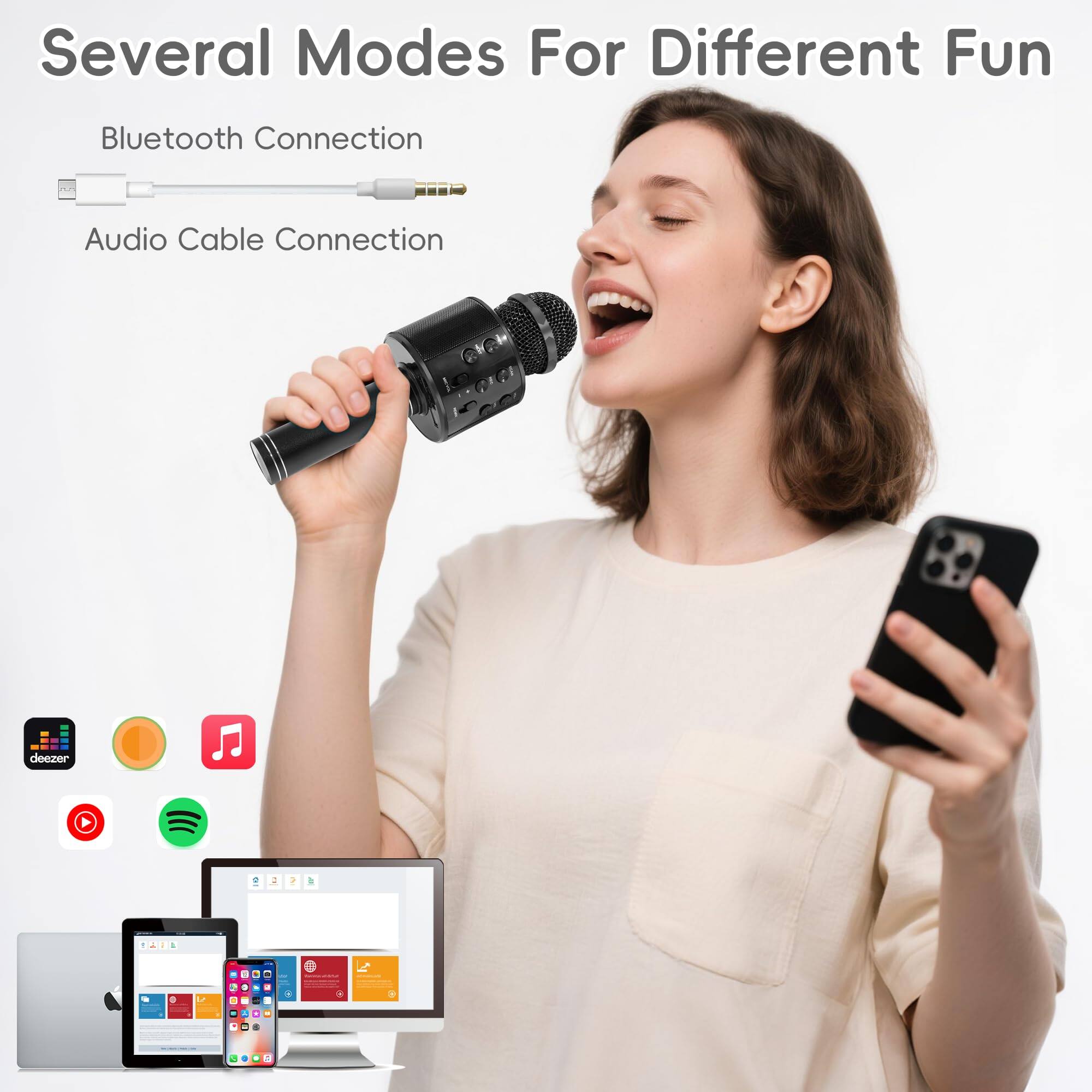 Several Modes For Different Fun

Bluetooth Connection

Audio Cable Connection