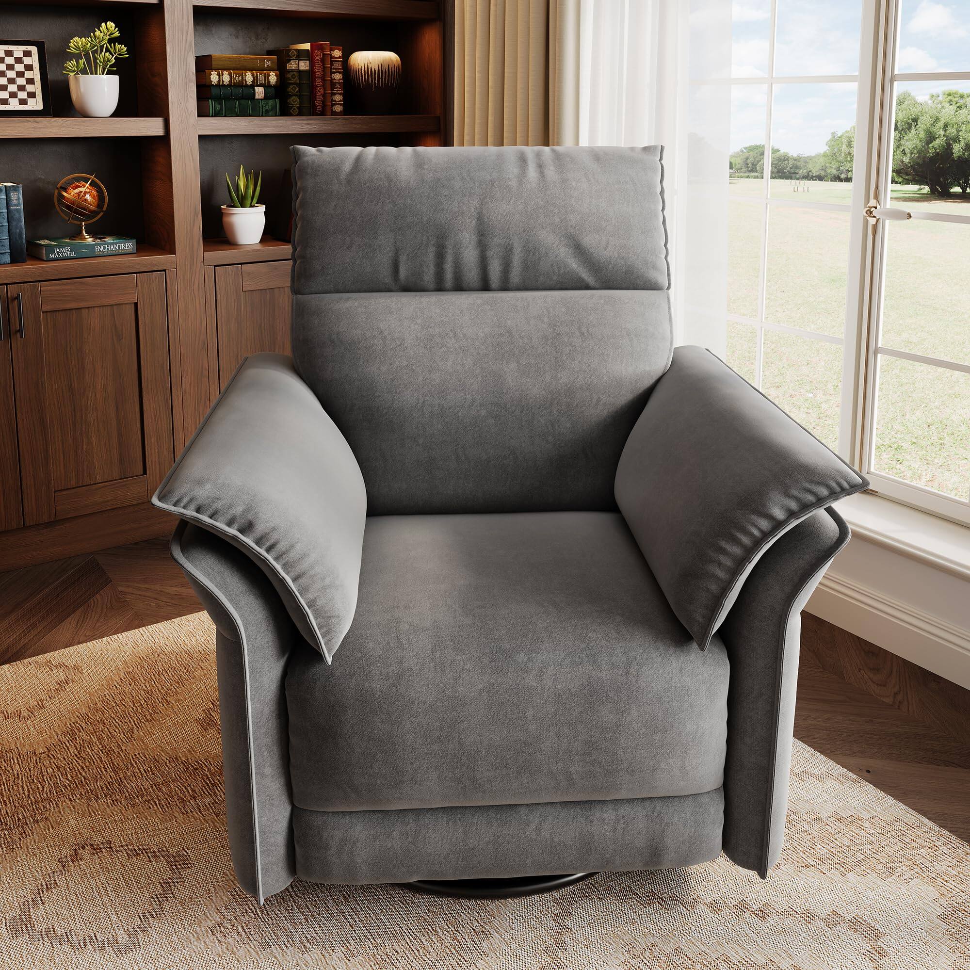 Alt View 2. Babevy - Power Recliner Chair Swivel Nursery Recliner Chair with Charging Port, Double Layered Armrests and Side Pocket - Grey.