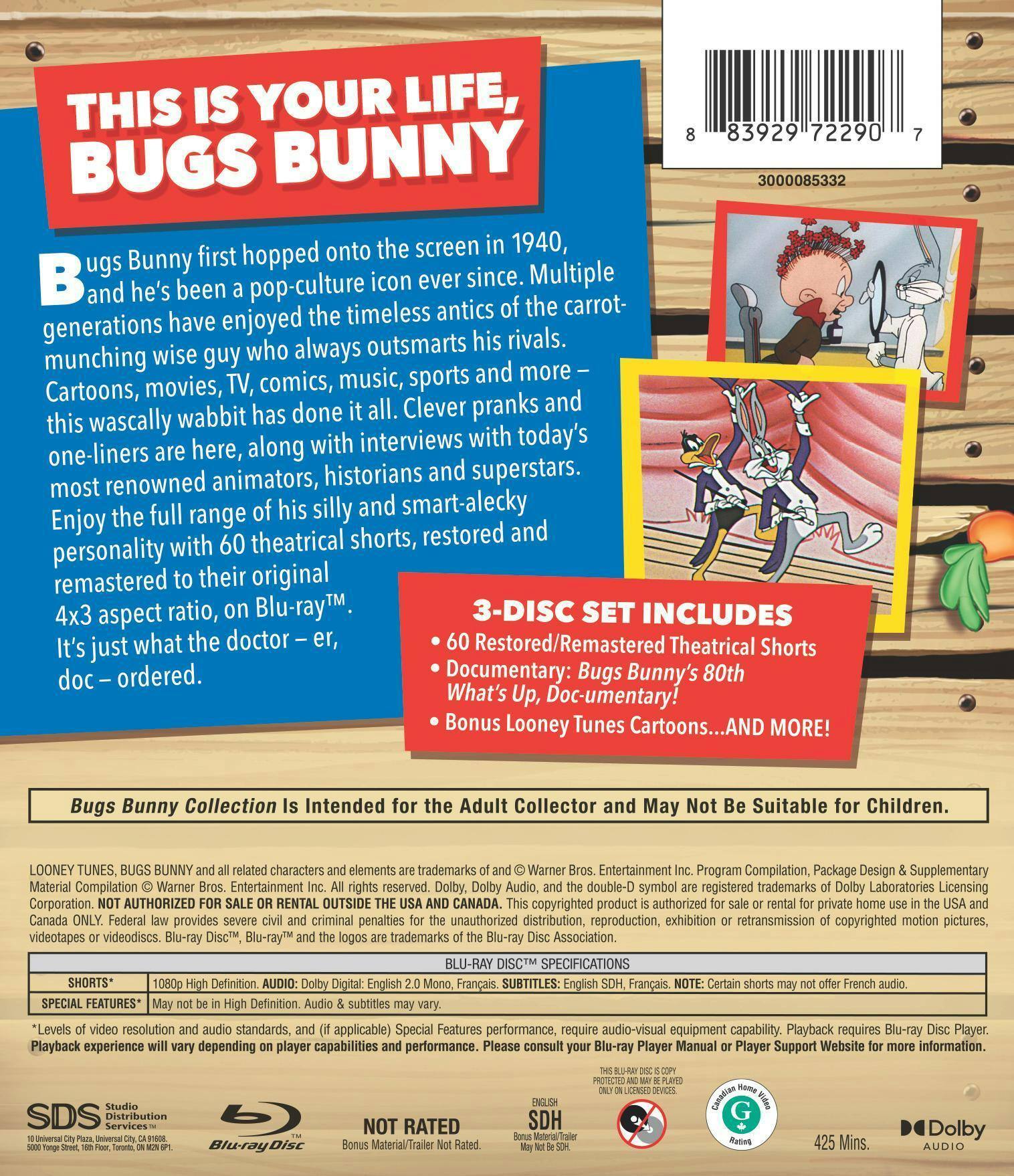 Back. Bugs Bunny Anniversary Collection   - BLU-RAY.