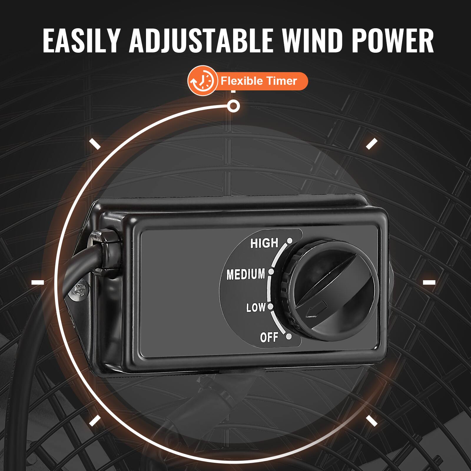 EASILY ADJUSTABLE WIND POWER  
Flexible Timer  
HIGH  
MEDIUM  
LOW  
OFF