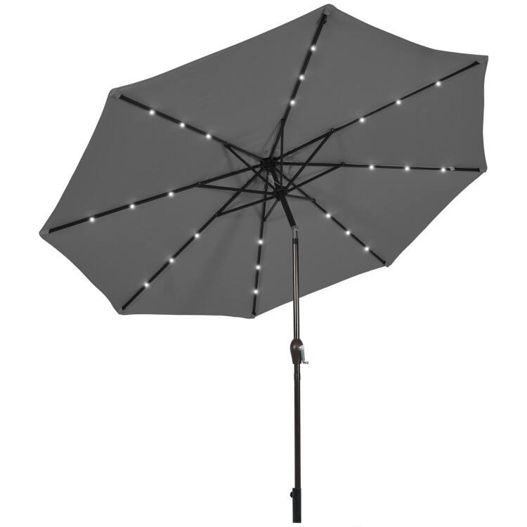 Alt View 6. Mondawe - 10 ft Outdoor Patio Umbrella with Bright Solar LED Lights - Gray.
