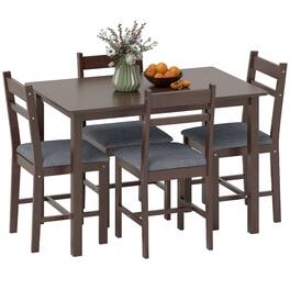 Homcom - Solid Wood Dining Table Set for 4 - Walnut and gray