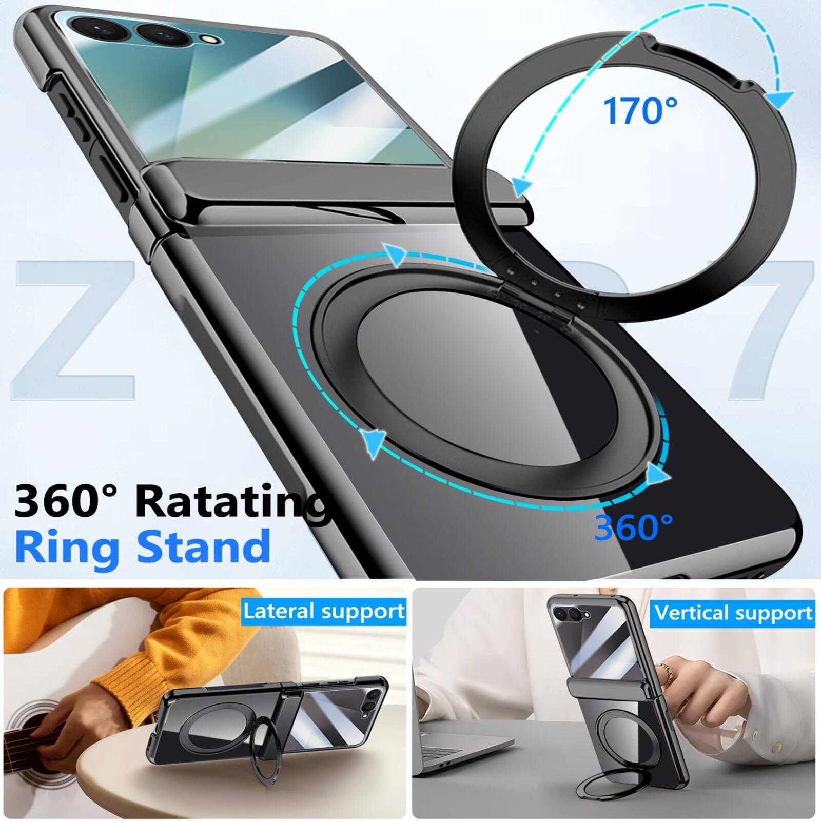 170° Z 360° Rotating Ring Stand  
Lateral support  
360° Vertical support