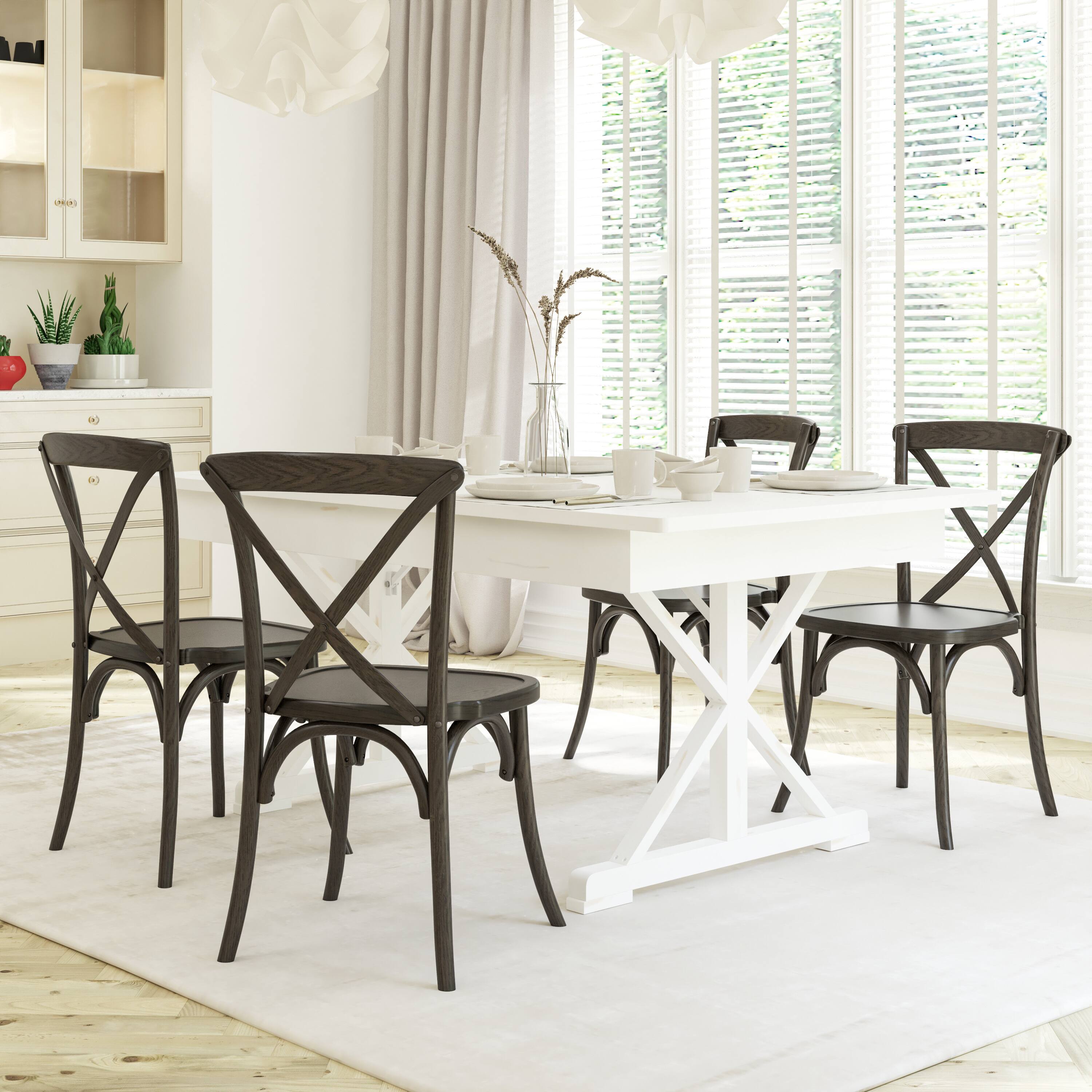 Alt View 3. Emma + Oliver - Stackable Wood Cross Back Dining Chair - Early American.