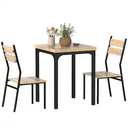 Homcom - Piece Dining Table Set for 2, Modern Kitchen Table and Chairs, Dining Room Set for Breakfast Nook - Black