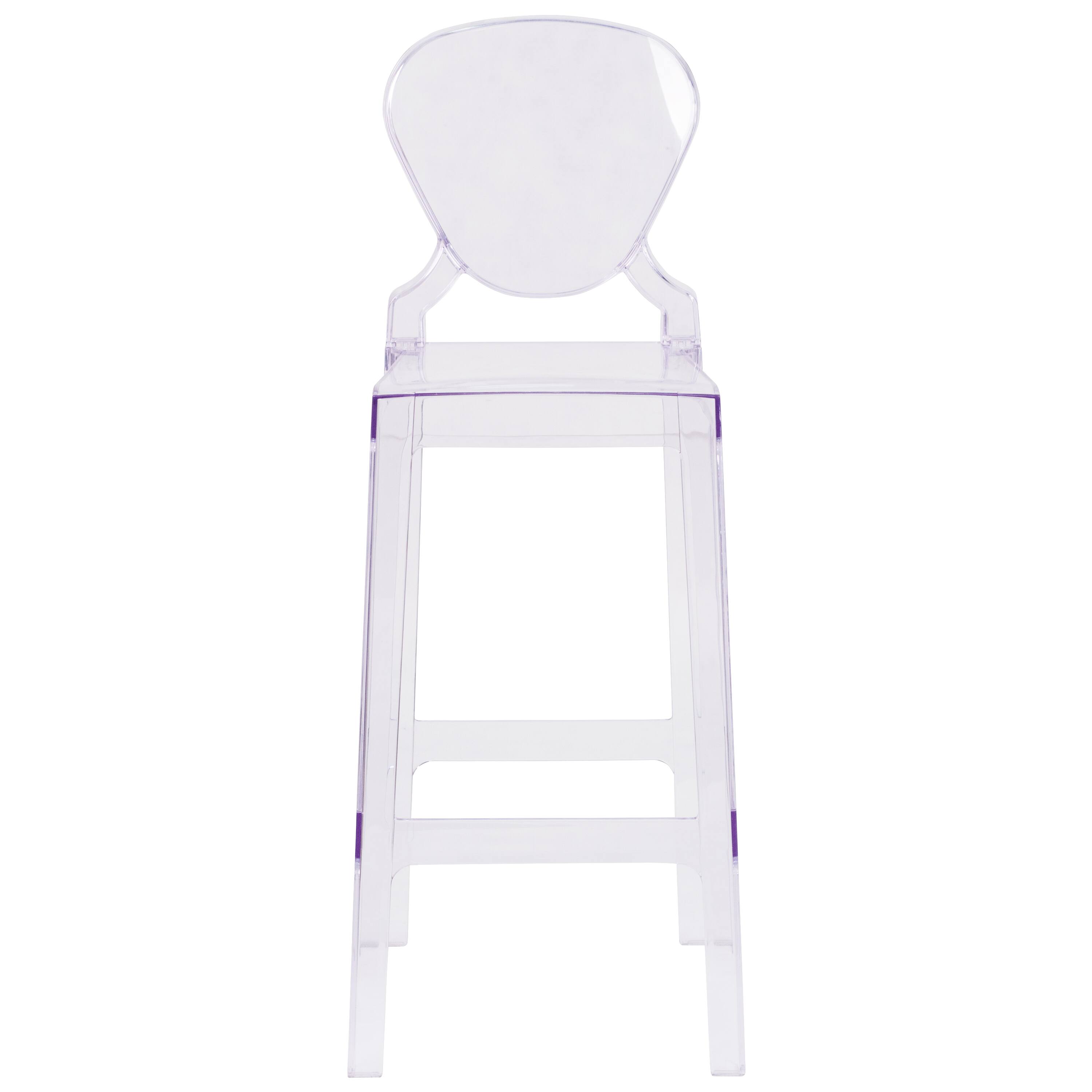 Back. Flash Furniture - Theo Ghost Barstool with Tear Back in Transparent Crystal - Clear.