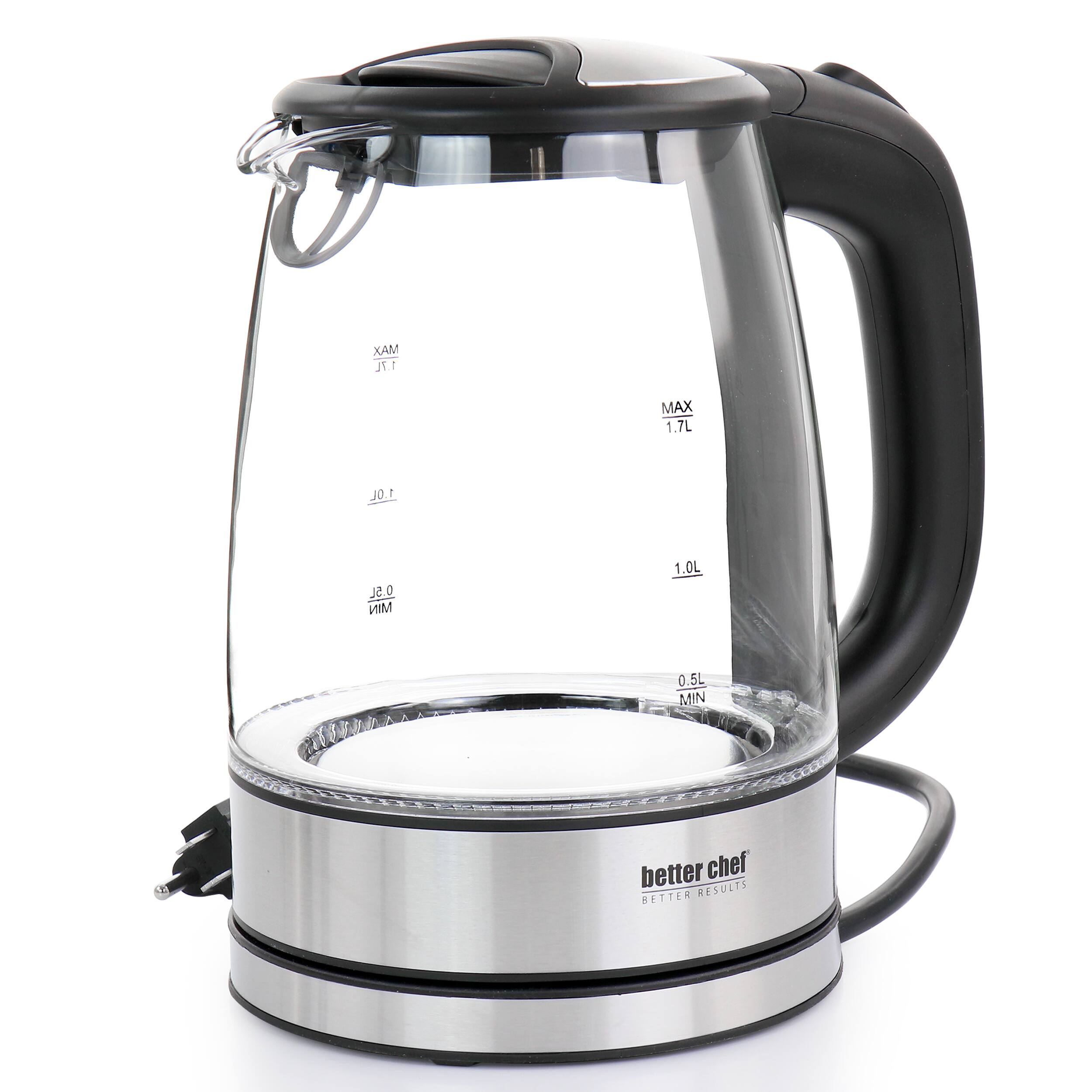 Better Chef - 1.7 Liter 360 Degree Glass Cordless Electric Kettle - Silver - Thumbnail 3