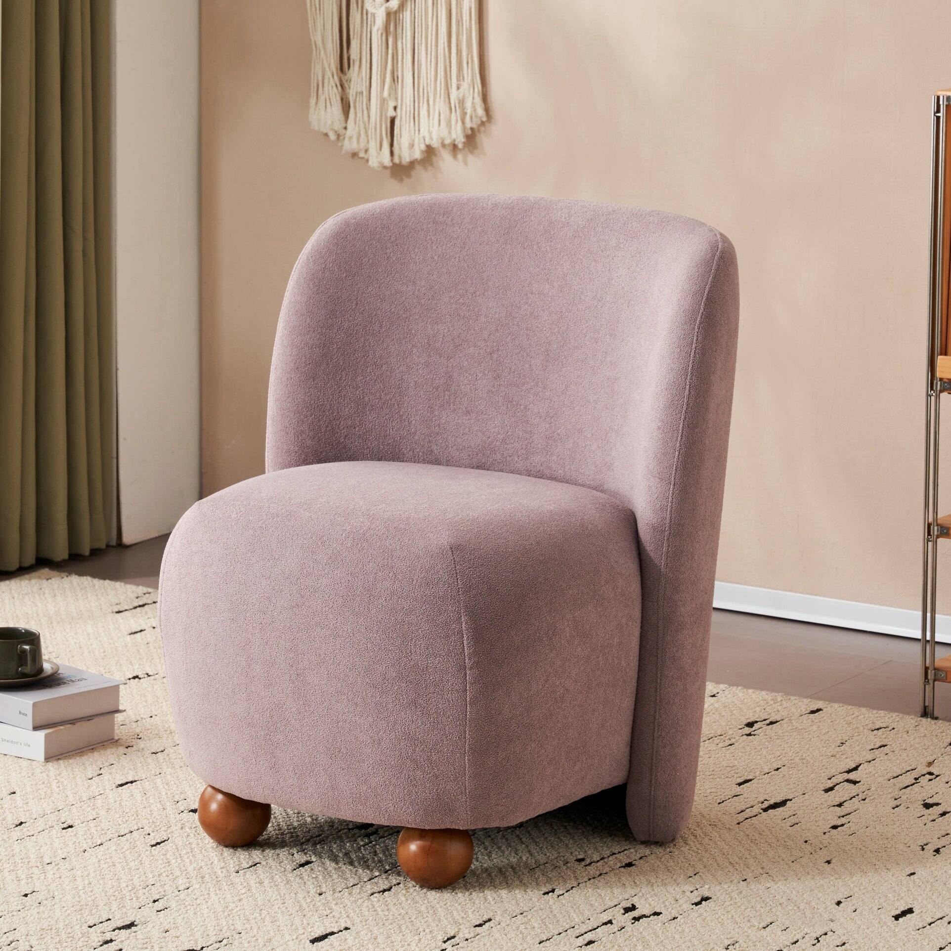 Alt View 1. Boyel Living - Purple Modern Low Back Upholstered Armless Living Room Chairs with Round Pine Wood Feet for Small Living Spaces - Purple.