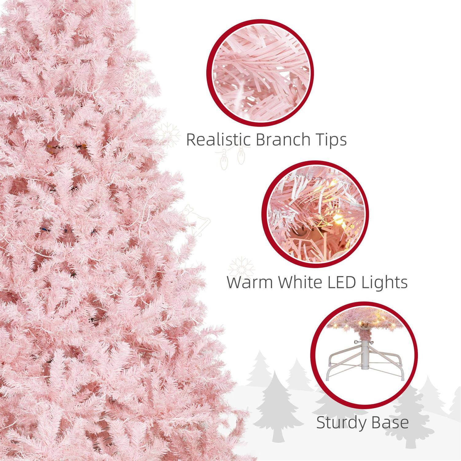 Realistic Branch Tips  
Warm White LED Lights  
Sturdy Base