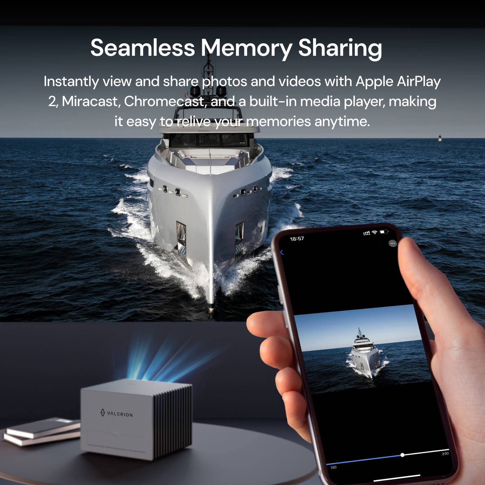 Seamless Memory Sharing: Instantly view and share photos and videos with Apple AirPlay 2, Miracast, Chromecast, and a built-in media player, making it easy to relive your memories anytime.