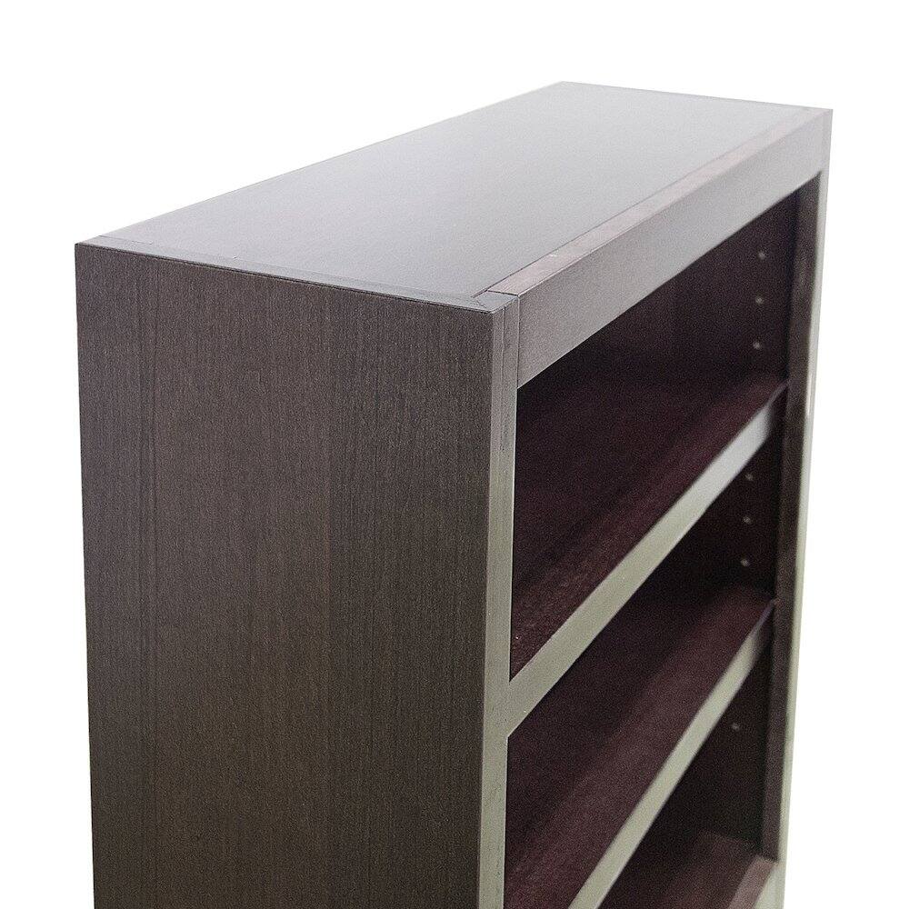 Left. Concepts in Wood - Single Wide Bookcase 3 Shelves Espresso Finish - Brown.
