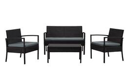 Manhattan Comfort - Noli Modern 4-Piece Patio Conversation Set - Black and Gray