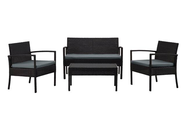 Front. Manhattan Comfort - Noli Modern 4-Piece Patio Conversation Set - Black and Gray.