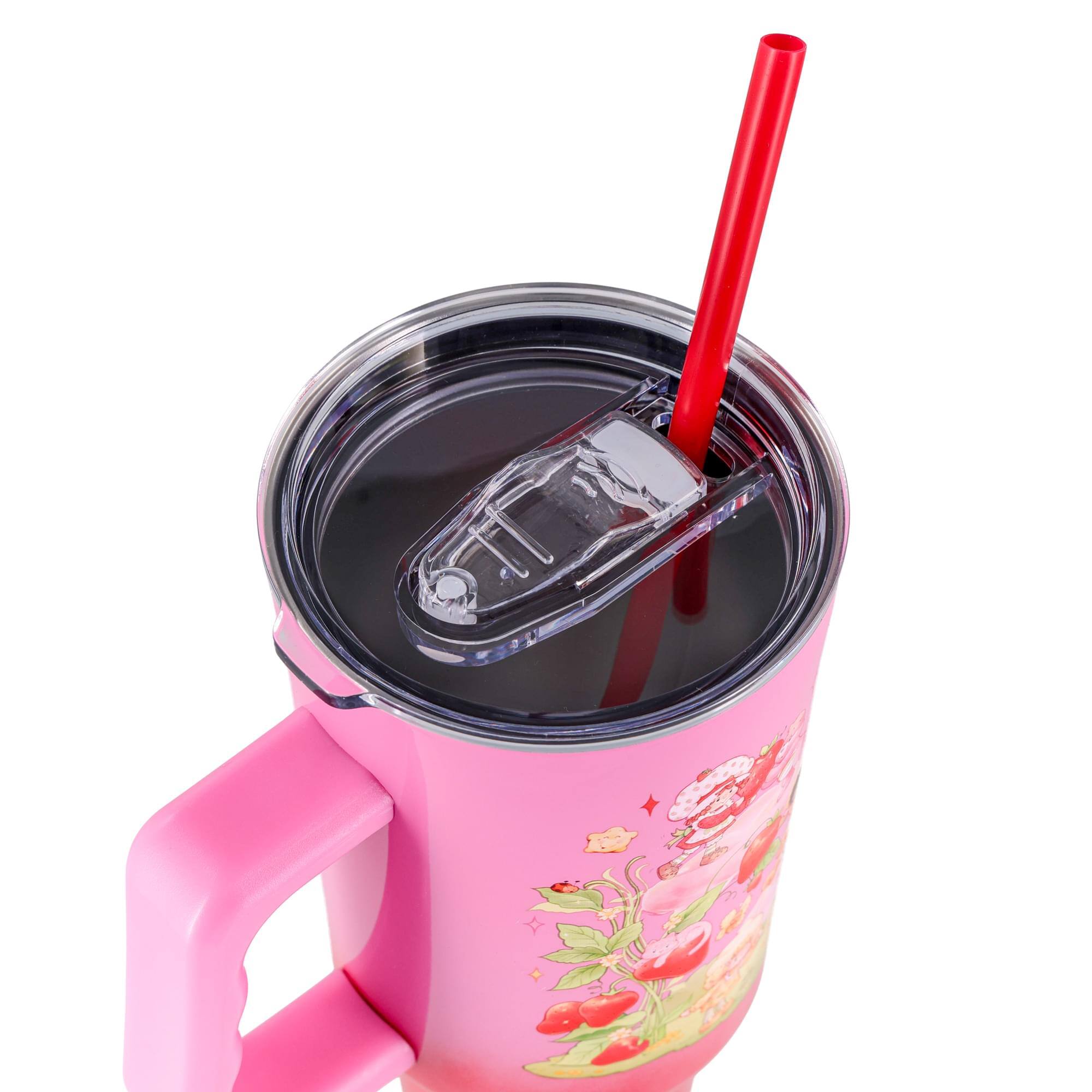 Alt View 2. Silver Buffalo - Care Bears x Strawberry Shortcake 40-Ounce Stainless Steel Tumbler - Pink.