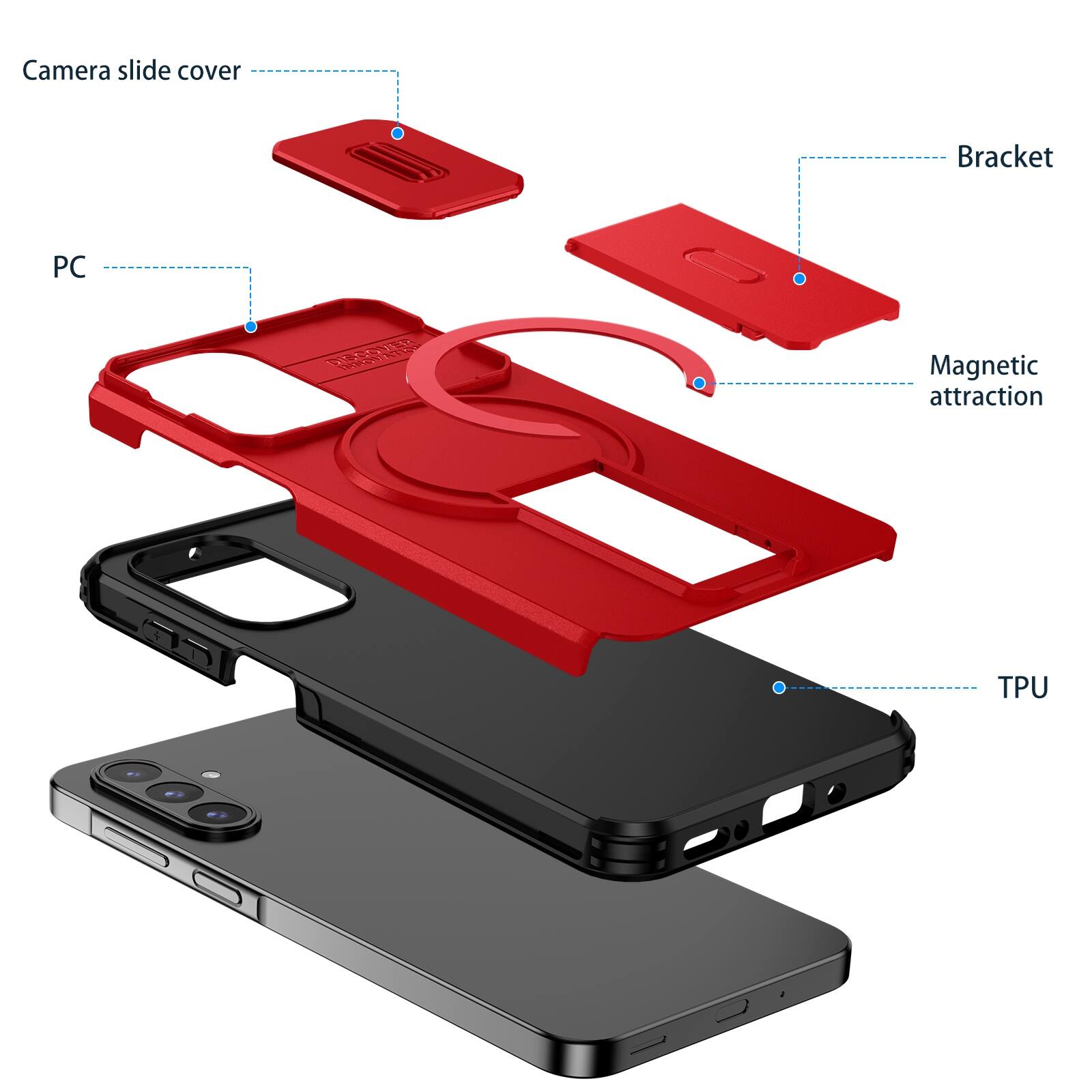 Camera slide cover  
Bracket  
PC  
Magnetic attraction  
TPU