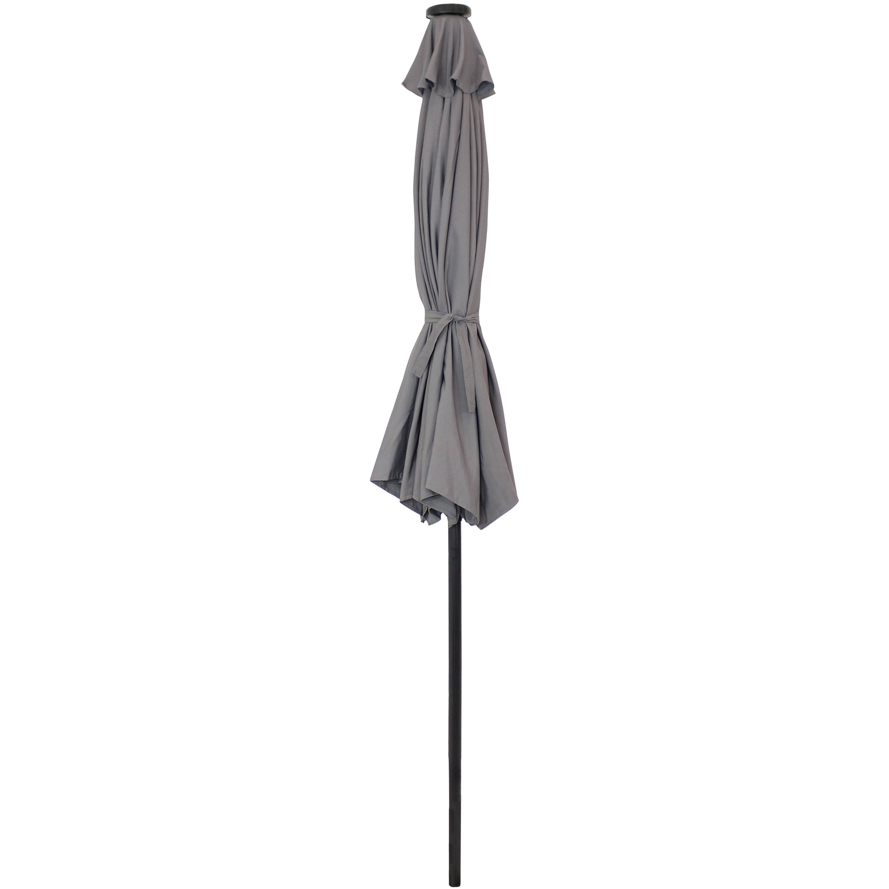 Alt View 10. Sunnydaze - 9 ft Solar Aluminum Patio Umbrella with Tilt and Crank - Gray.