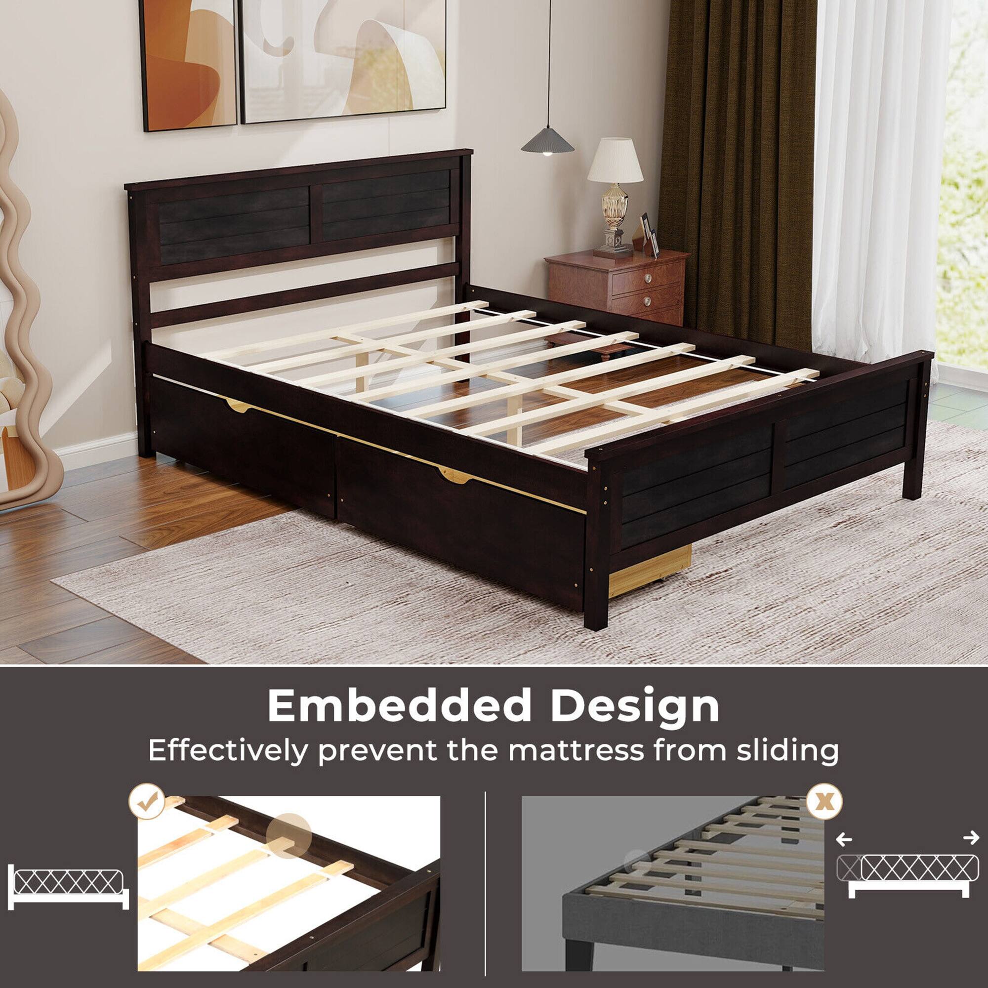 Embedded Design  
Effectively prevent the mattress from sliding