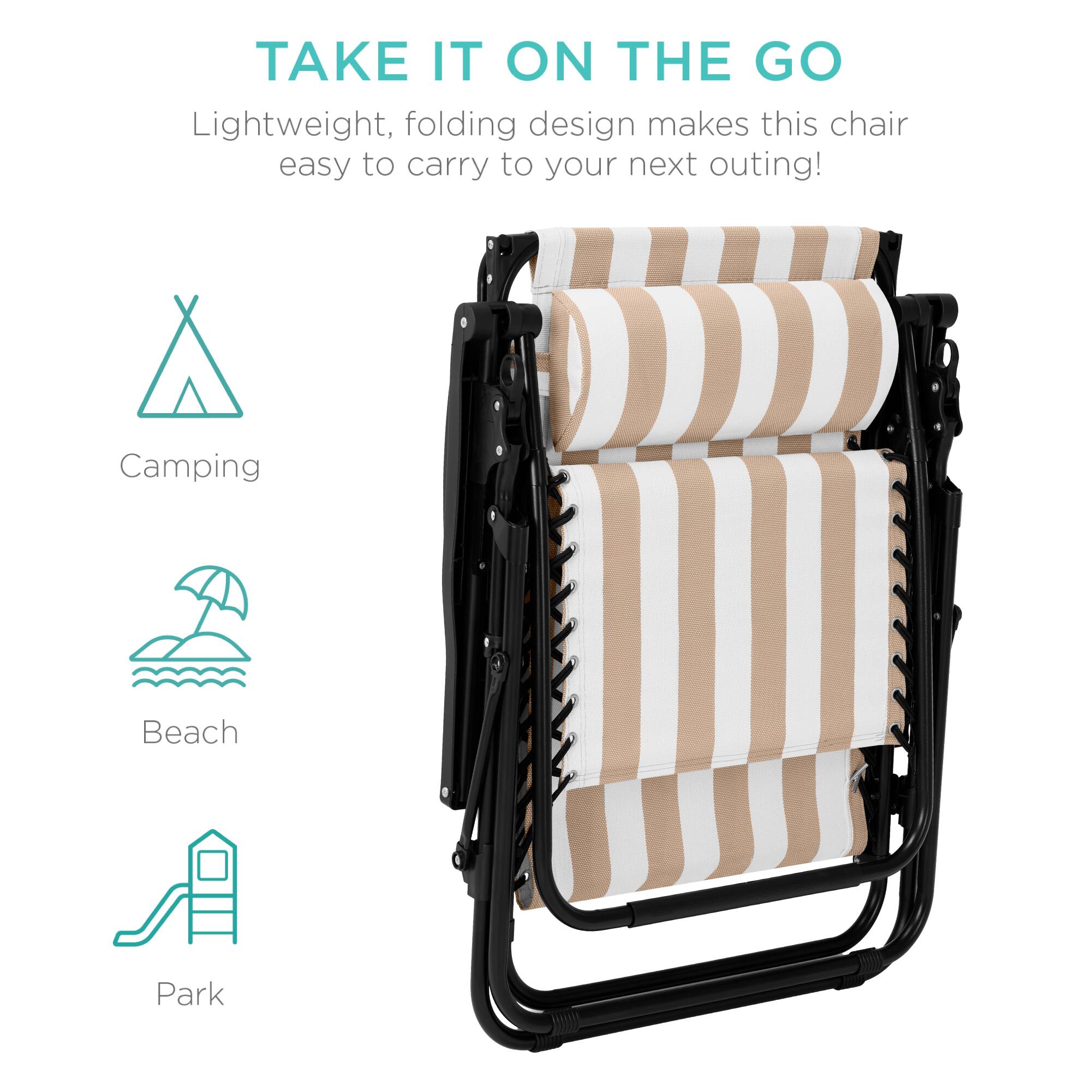TAKE IT ON THE GO  
Lightweight, folding design makes this chair easy to carry to your next outing!  
Camping  
Beach  
Park