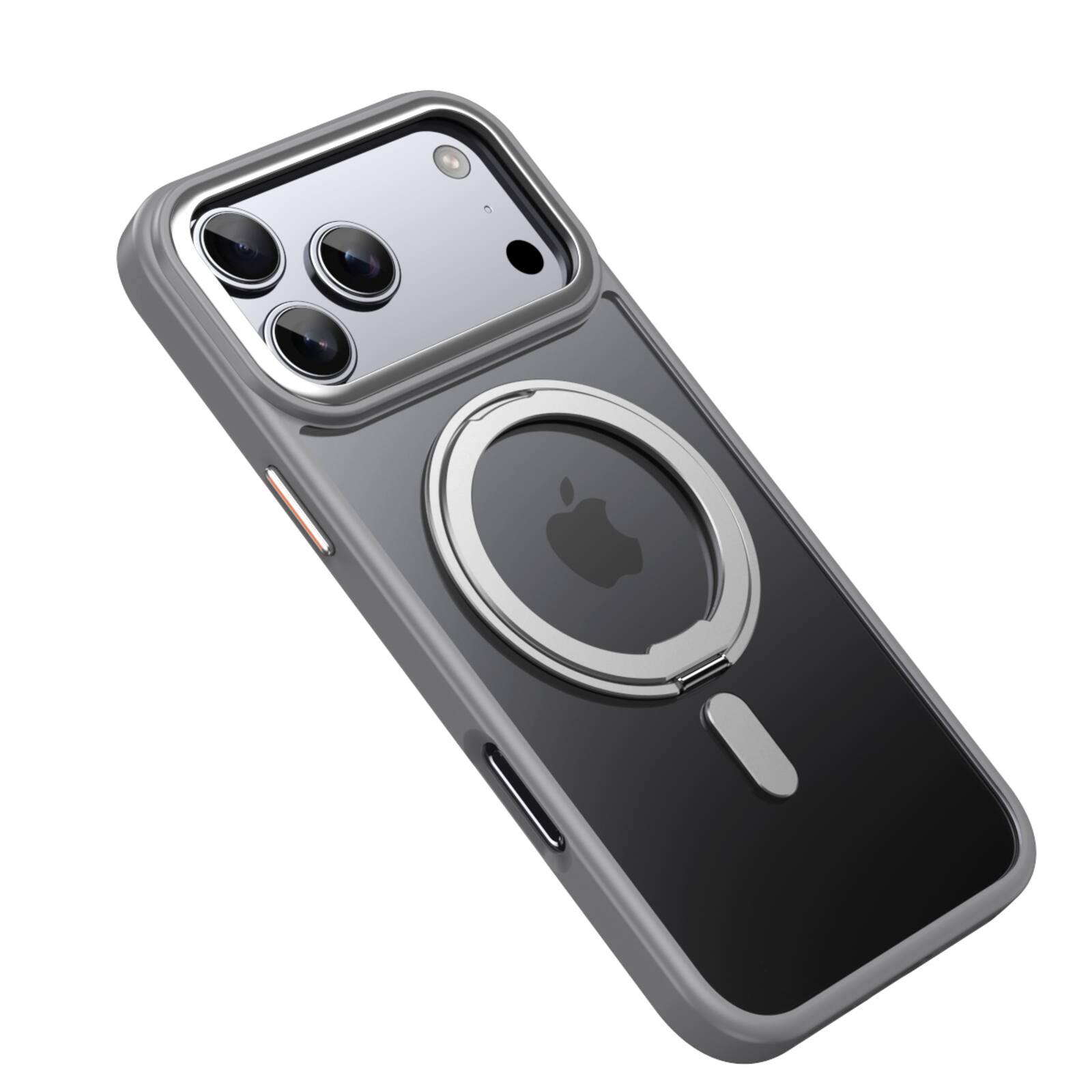 Alt View 3. UUCOVER - For Apple iPhone 17 Pro Max Frosted Case with Rotatable Magnetic Ring Stand MagSafe Compatible Matte Shockproof Cover - Gray.