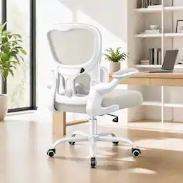 Brick Attic - Ergonomic Mesh Desk Office Chair with Adjustable Lumbar Support, Flip Up Armrests,High Elastic Back for Home Office - White