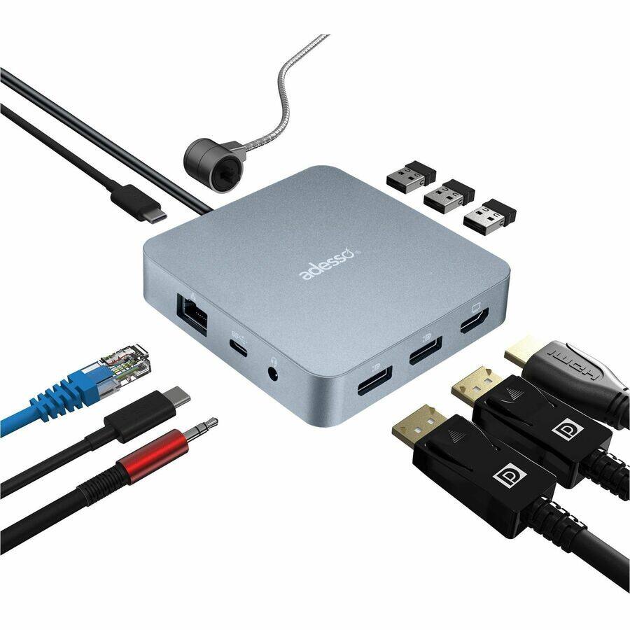 Alt View 2. Adesso - Adesso AUH-4051 Docking Station - for Monitor, Notebook - Charging Capability - 65 W - USB Type C - 3 Displays Supported.