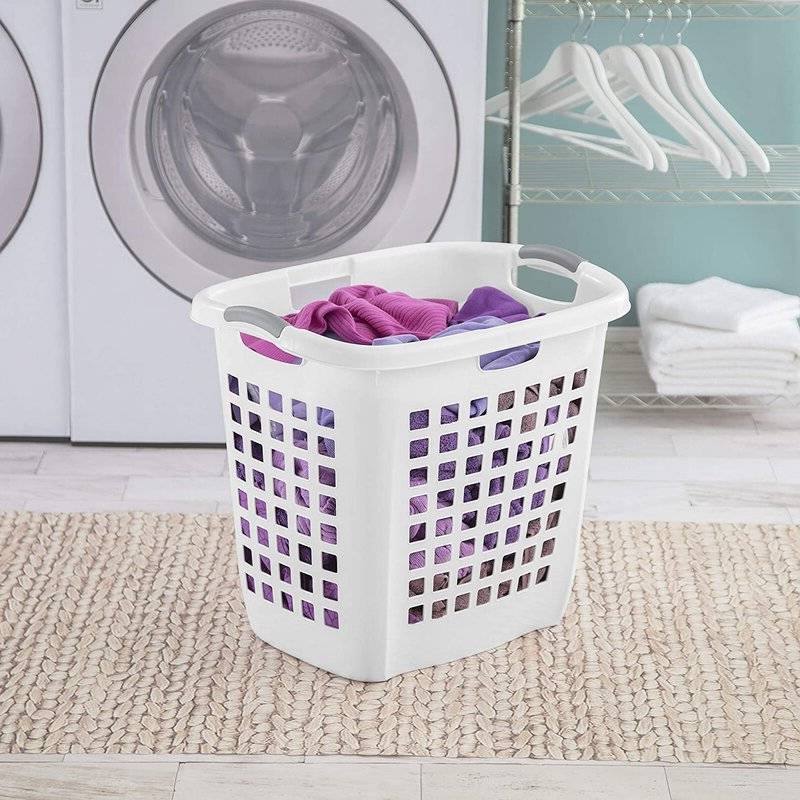Back. Hivvago - Set of 4 Heavy Duty Plastic Laundry Hamper Dirty Clothes Basket - White.