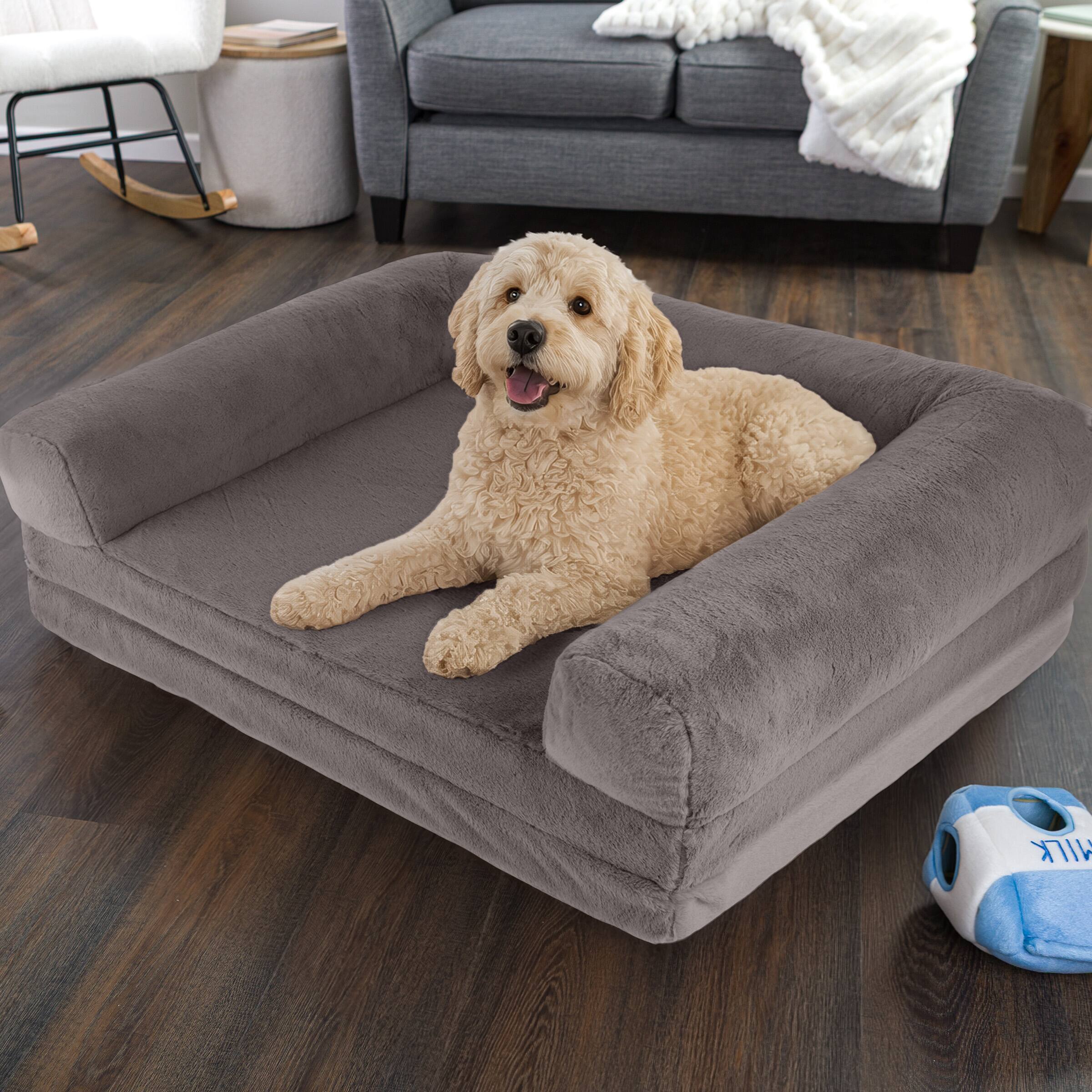 Alt View 6. PetMaker - Human Dog Bed 74” x 41” x 9” Human Sized Dog Bed for Large Dogs and Adults with Supportive Egg Foam and Bolster - Gray.