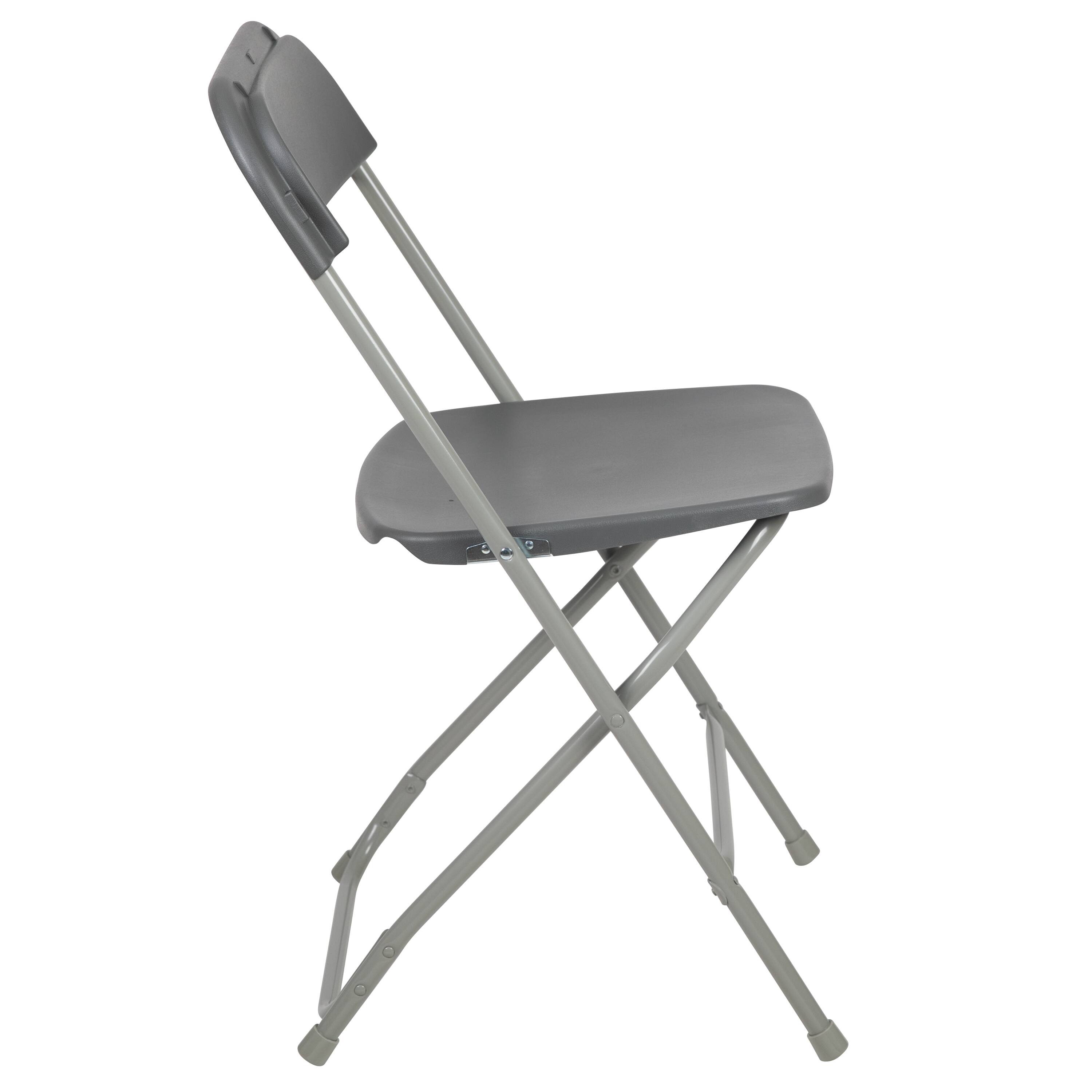 Alt View 9. Emma + Oliver - Plastic Folding Chair - 4 Pack 650LB Weight Capacity - Grey.