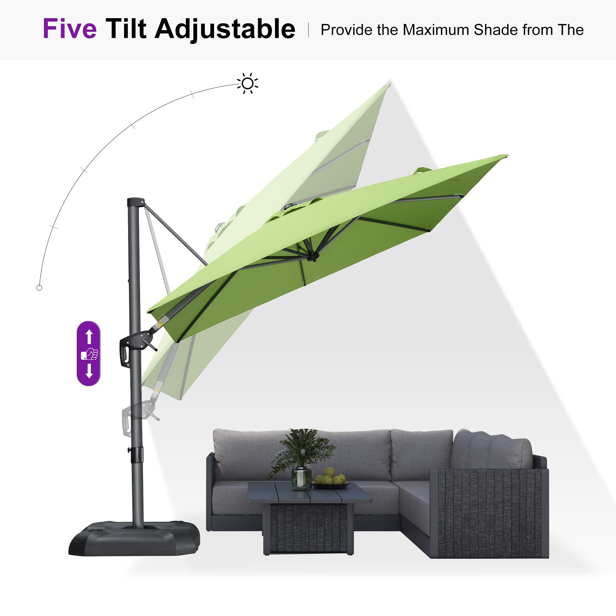 Five Tilt Adjustable  
Provide the Maximum Shade from The
