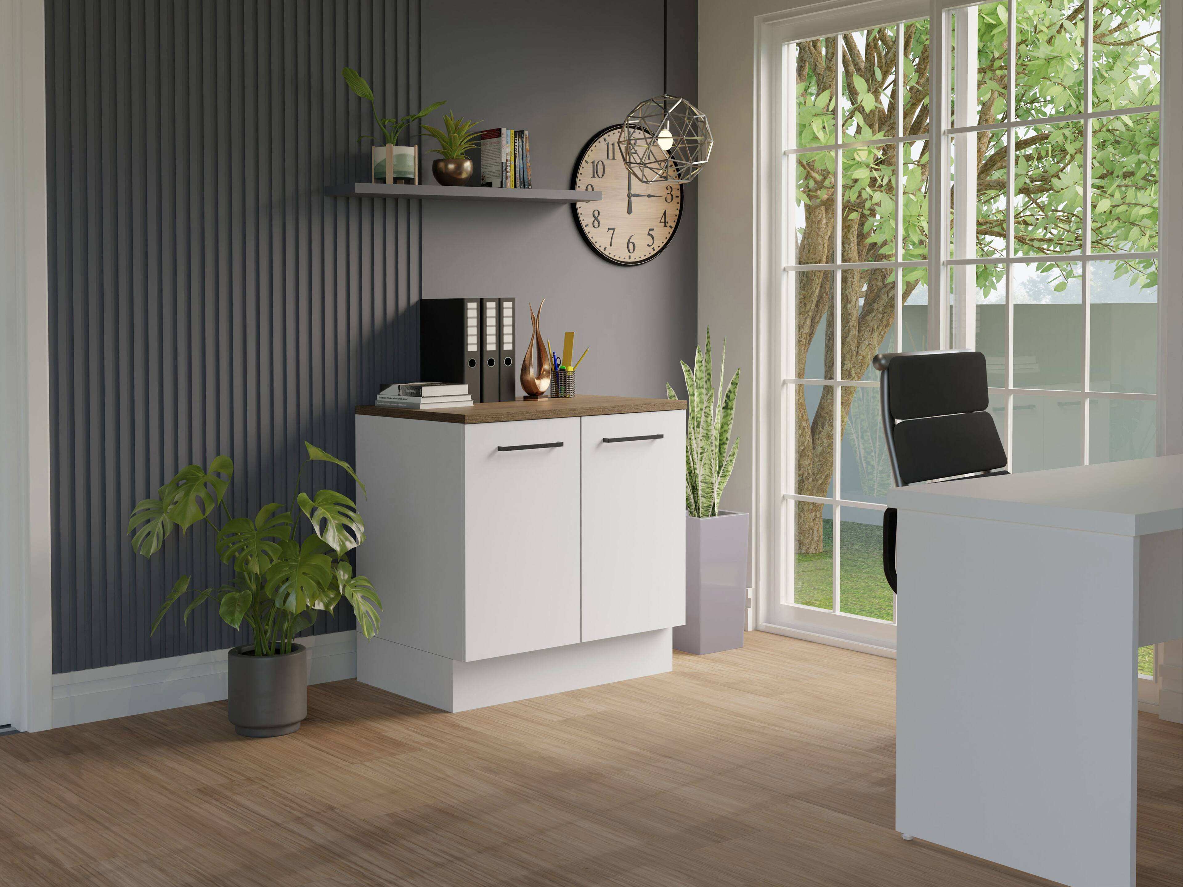 Alt View 5. Madesa - Madesa Office Storage Cabinet with 2 Doors Organization Unit for Office Supplies Workspace – White - White.