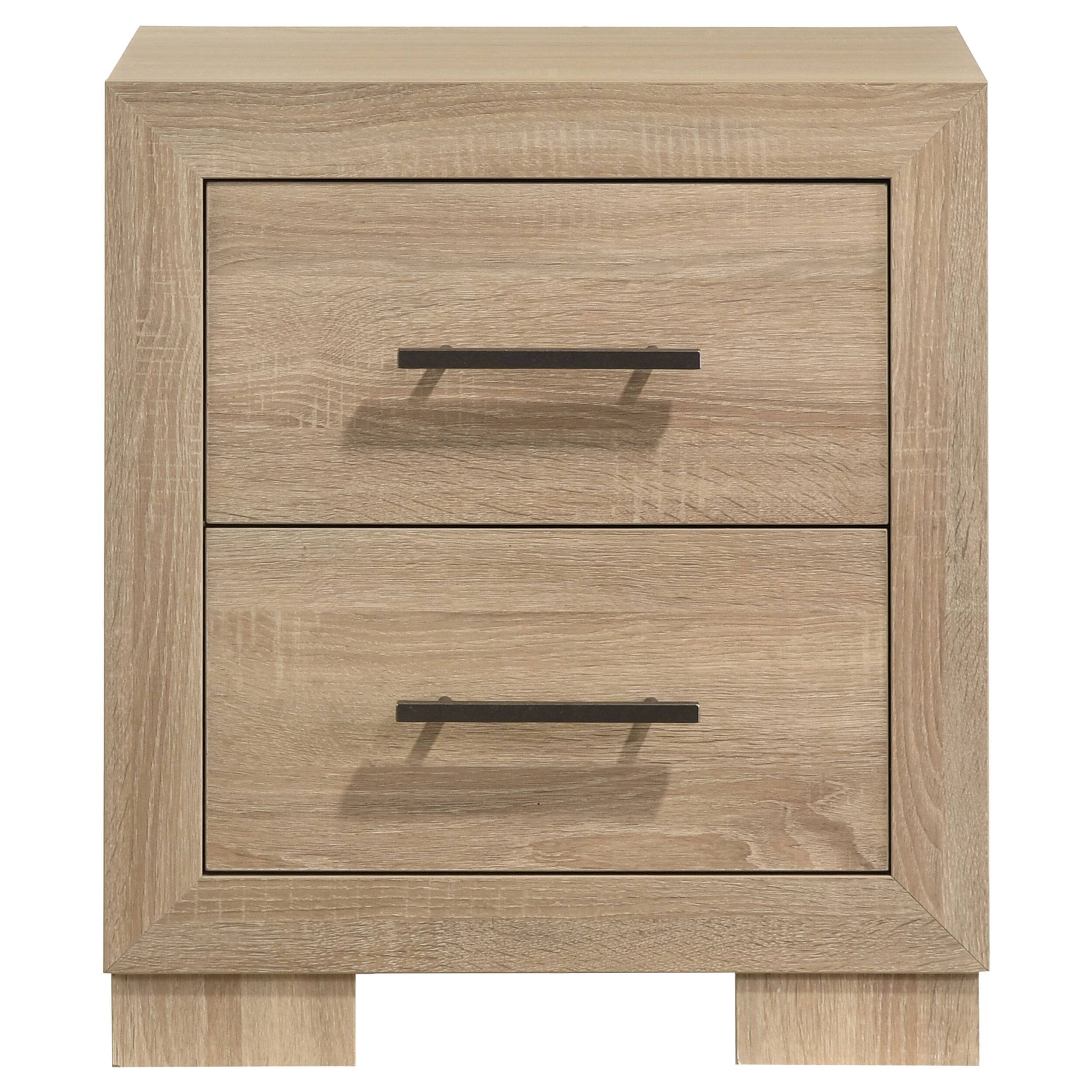 Front. Coaster Home Furnishings - Arielle 2-drawer Wood Nightstand with Casters - Light Oak.