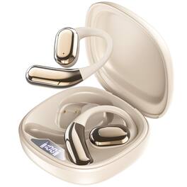 Trigiz - Open Ear Wireless Earbuds with Hi-Fi Stereo, Bluetooth 5.4, 60H Playtime & LED Display, IPX7 for Fitness & Cycling - Beige