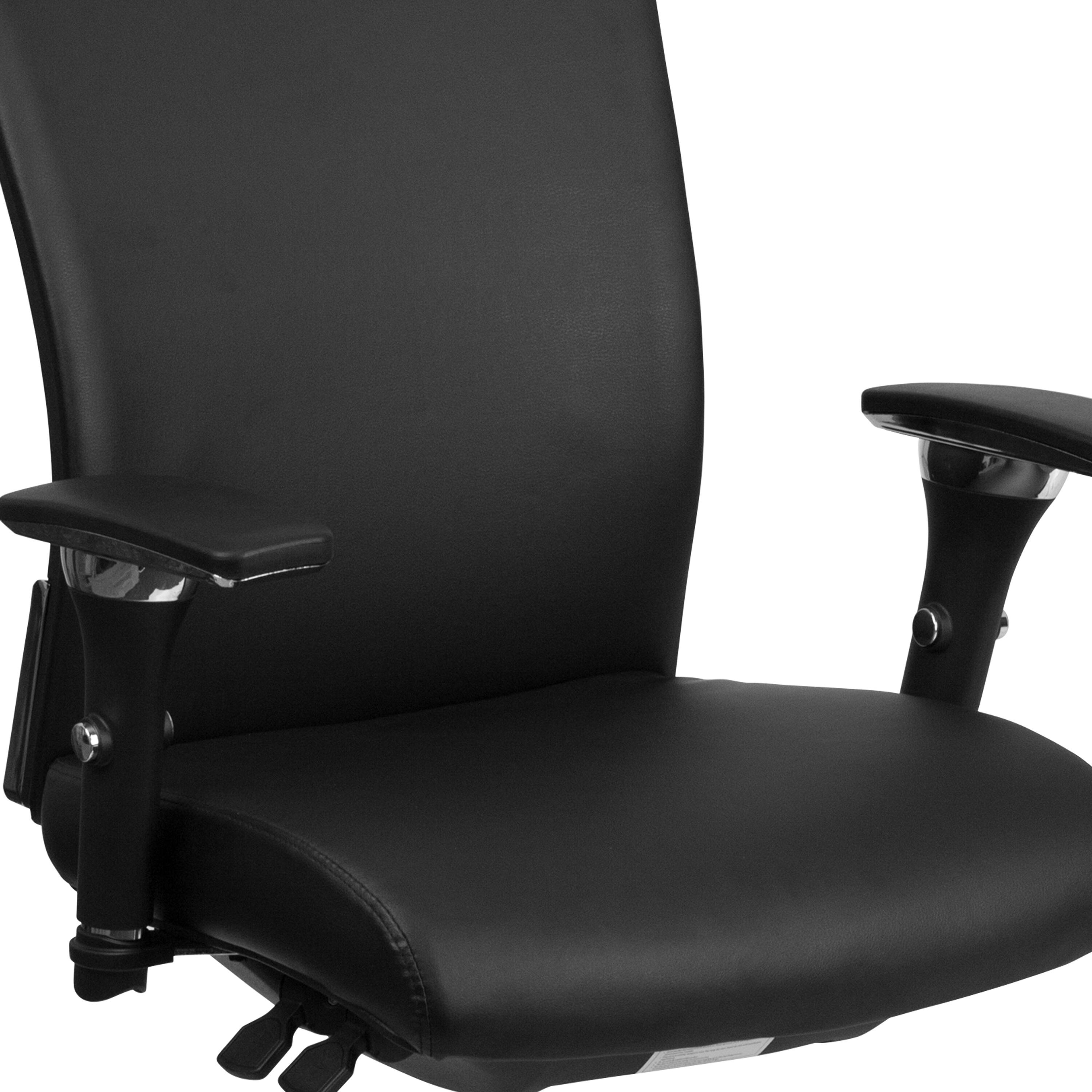 Alt View 5. Emma + Oliver - 24/7 300 lb. Rated Seat Slider Ergonomic Office Chair with Adjustable Lumbar - Black LeatherSoft.