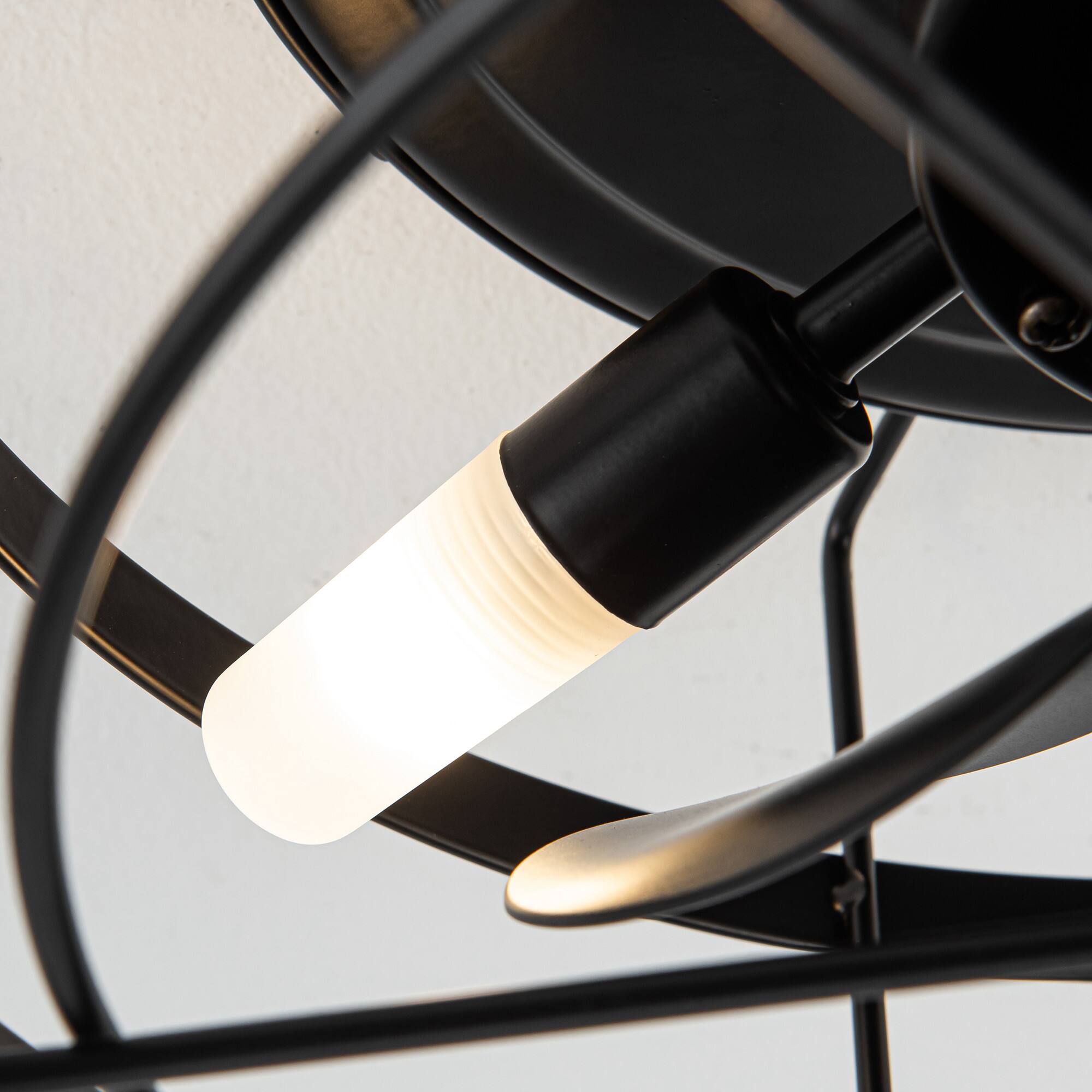 Alt View 6. Parrot Uncle - 13" Farmhouse Flush Mount Ceiling Fan with LED Light and Remote - Matte Black.