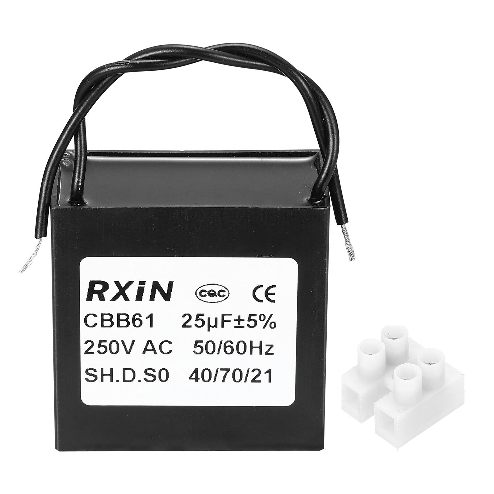 RXiN  
CBB61 25µF±5%  
250V AC 50/60Hz  
SH.D.S0 40/70/21  
CE  
CQC