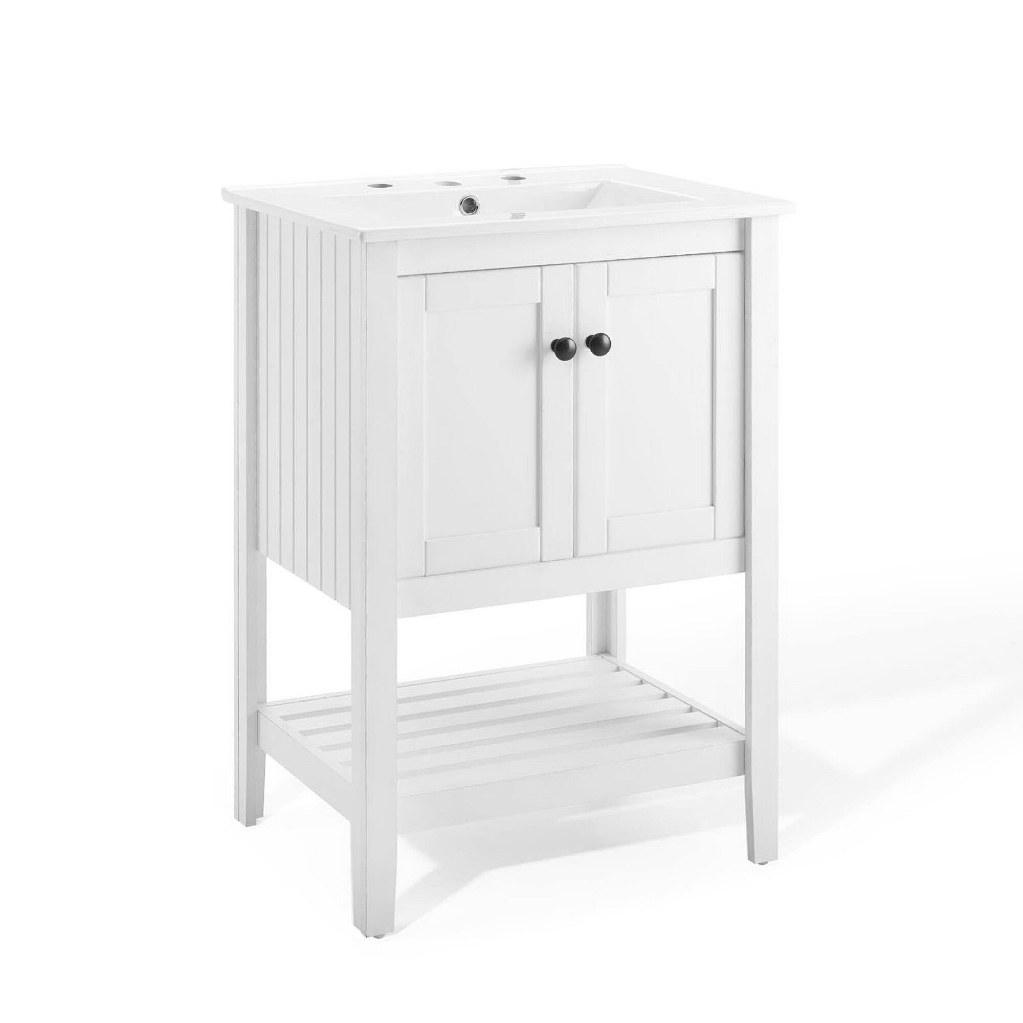 Angle. Modway - Prestige Bathroom Vanity Basin Included - White White.