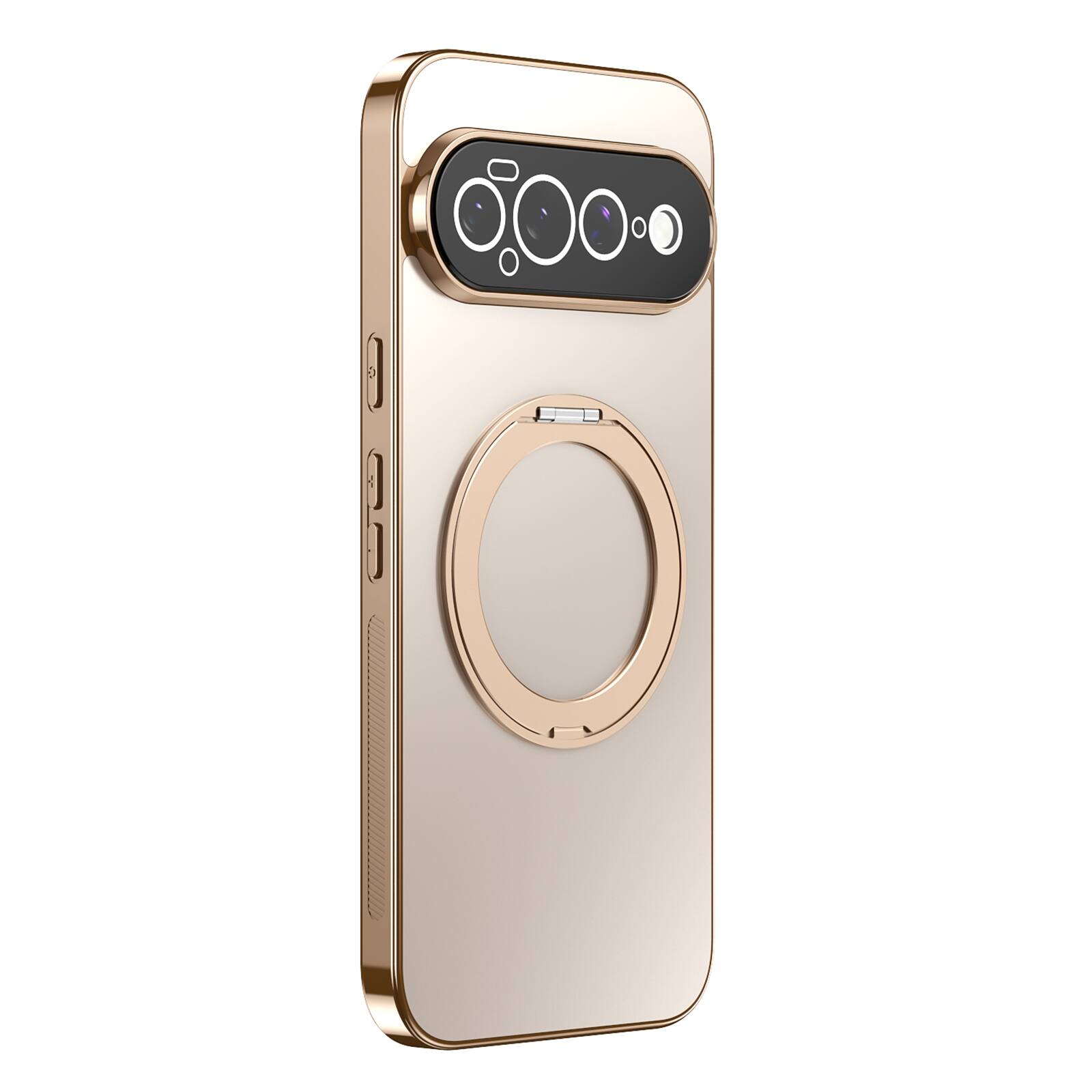 Angle. UUCOVER - Magnetic Case for Google Pixel 11 360° Rotating Ring Kickstand Full Camera Protection Shockproof Anti-Slip Cover - Desertgold.