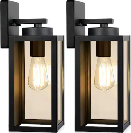 Front. Nordic Hygge - Outdoor Wall Light Fixtures, Exterior Waterproof Lanterns, Porch Sconces Wall Mounted Lighting - Black.