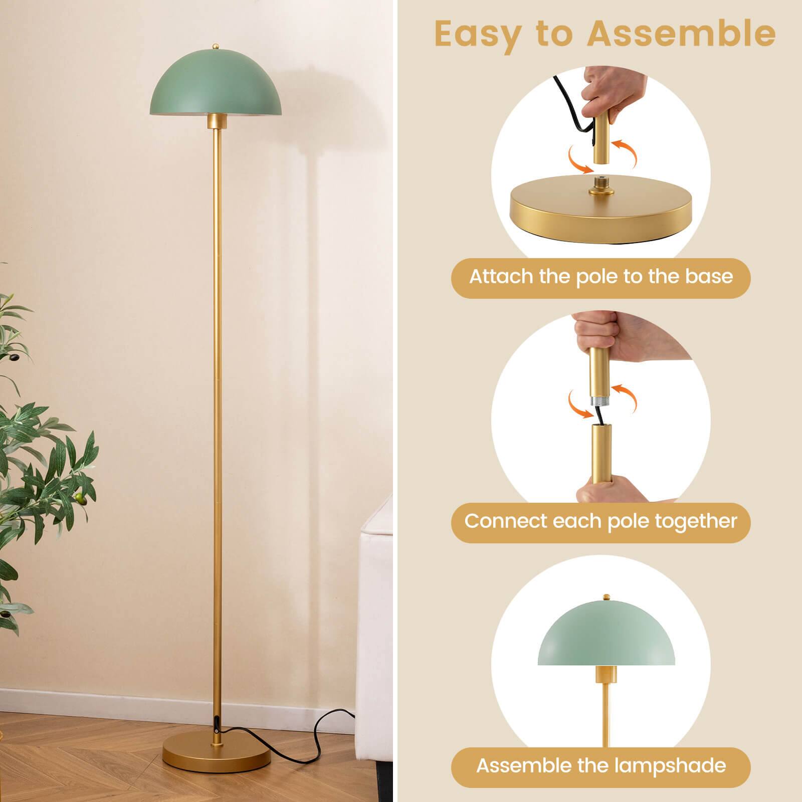 Easy to Assemble

1. Attach the pole to the base
2. Connect each pole together
3. Assemble the lampshade