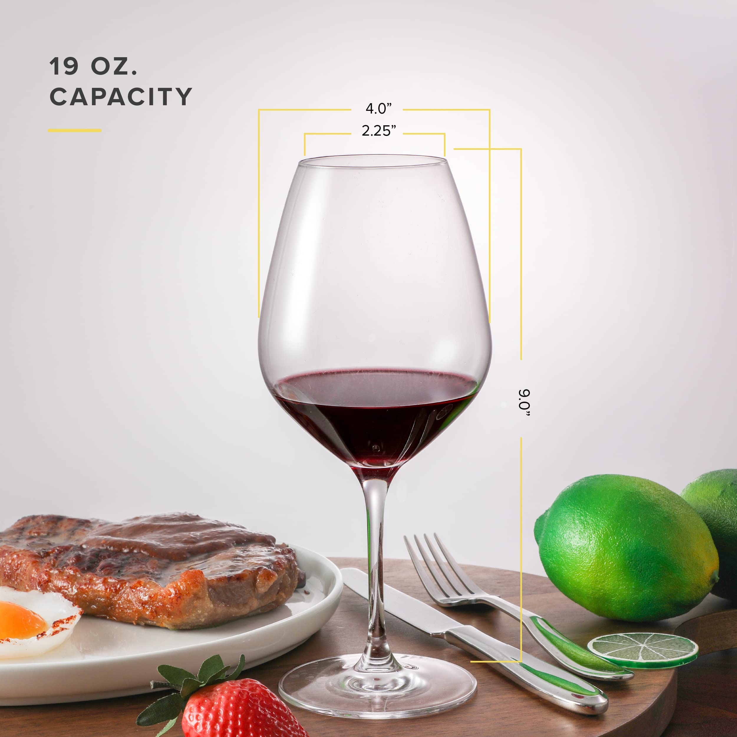 19 oz. CAPACITY 4.0" 2.25" 9.0"