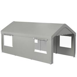 Outsunny - Carport 10' x 20' Portable Garage, Heavy Duty Car Port Canopy with 2 Roll-up Doors & 4 Ventilated Windows - Gray
