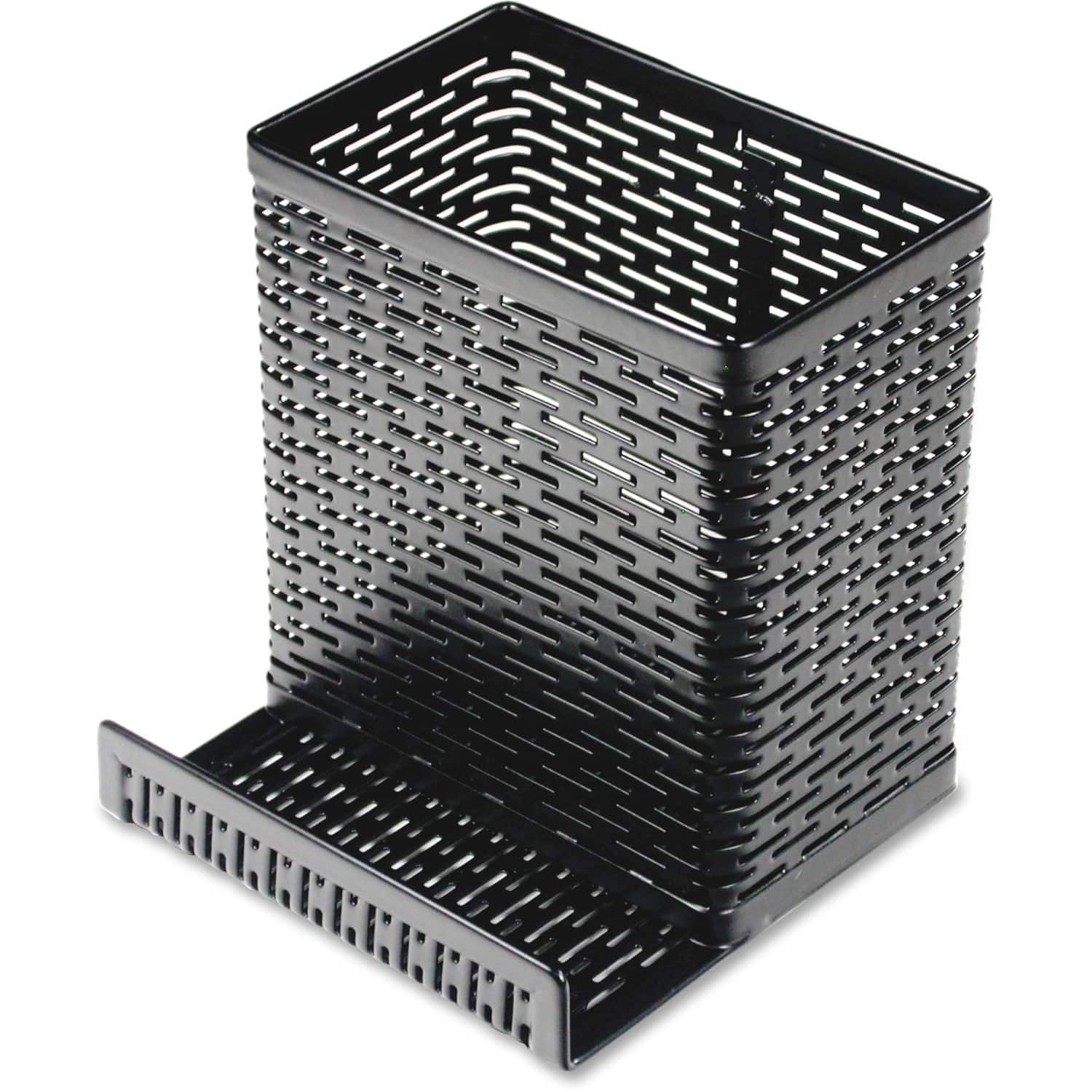 Artistic - Punched Metal Pencil Cup/Cell Phone Stand Metal - Black