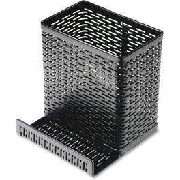 Artistic - Punched Metal Pencil Cup/Cell Phone Stand Metal - Black