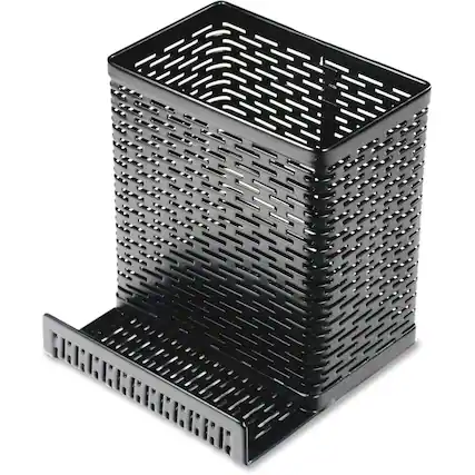 Front. Artistic - Artistic Punched Metal Pencil Cup/Cell Phone Stand Metal Black - Black.
