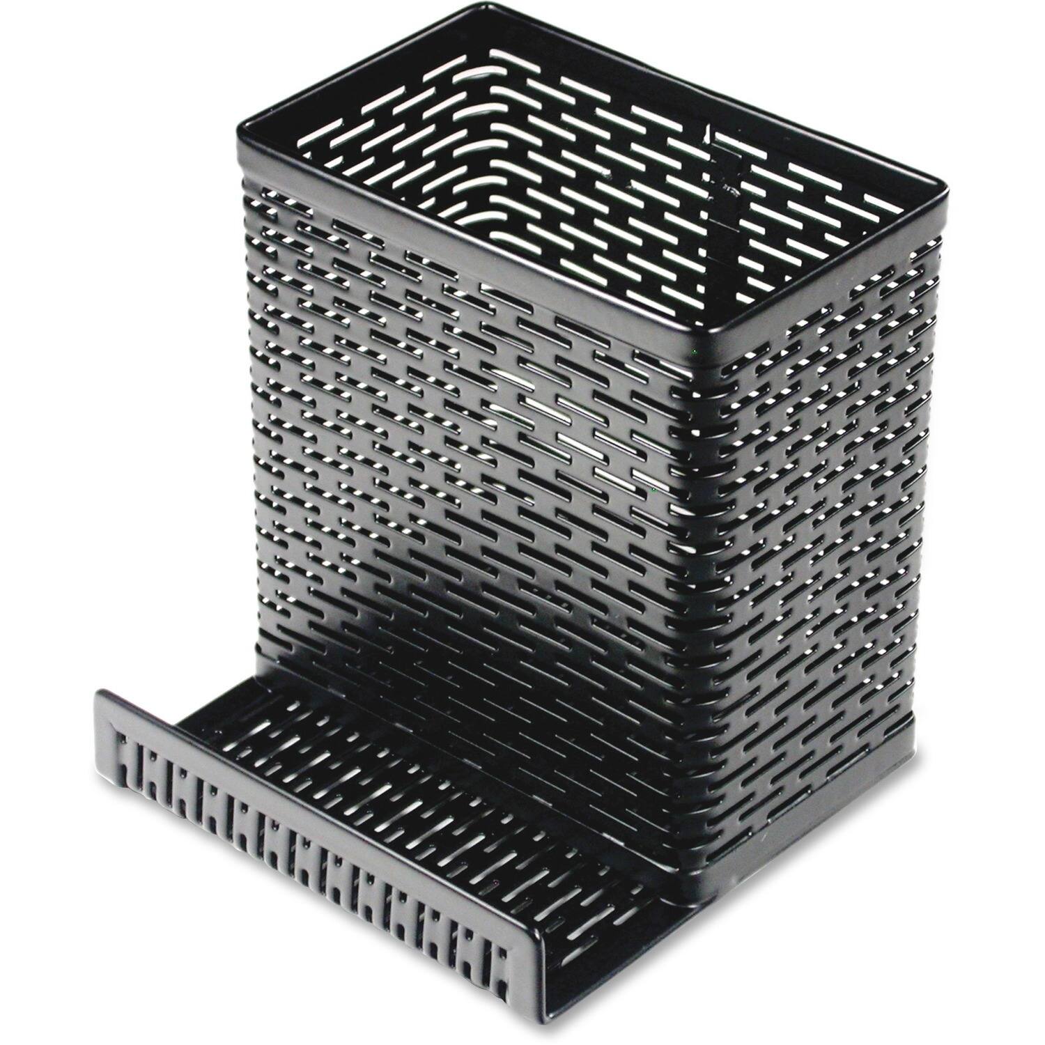 Front. Artistic - Artistic Punched Metal Pencil Cup/Cell Phone Stand Metal Black - Black.