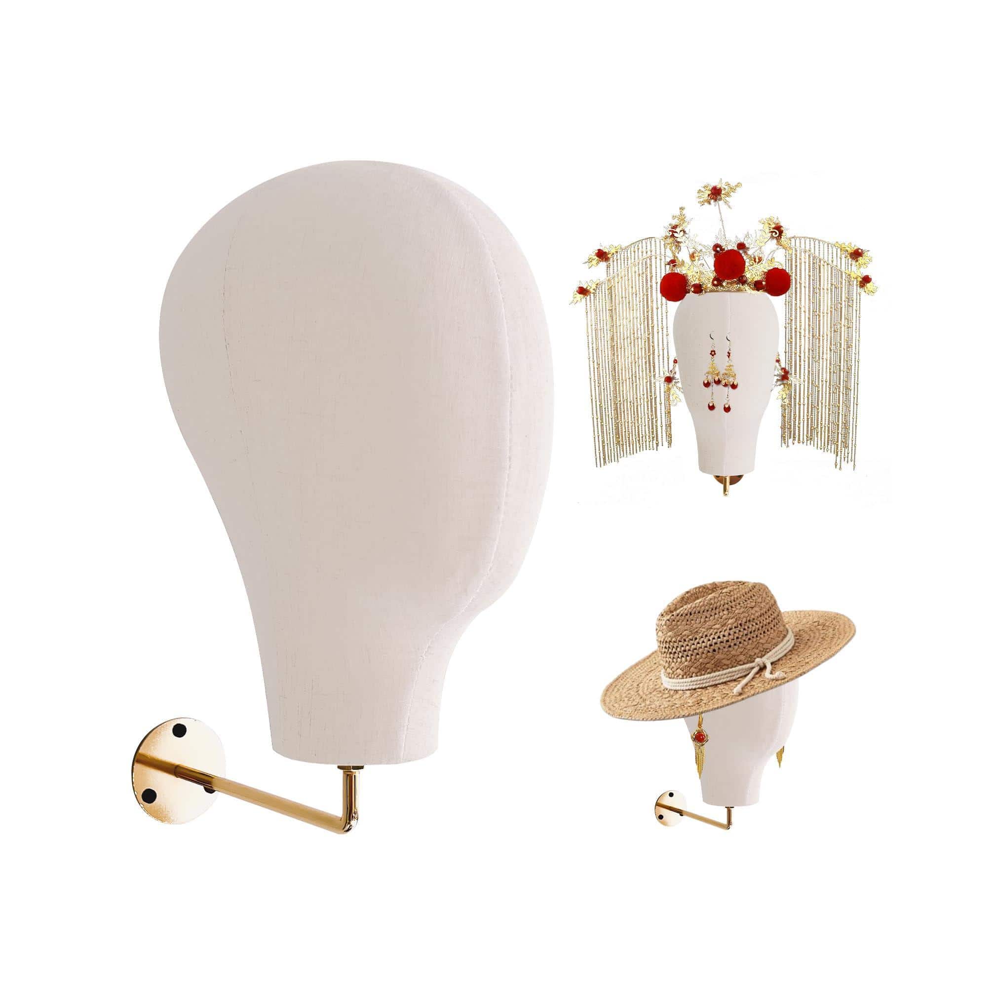 Hirose Alice - Mannequin Head Wall Mount Hanging Wig Stand For Wigs Hats And Glasses Lash Hat Display Holder Multiple - Pinnable Gold Stand
