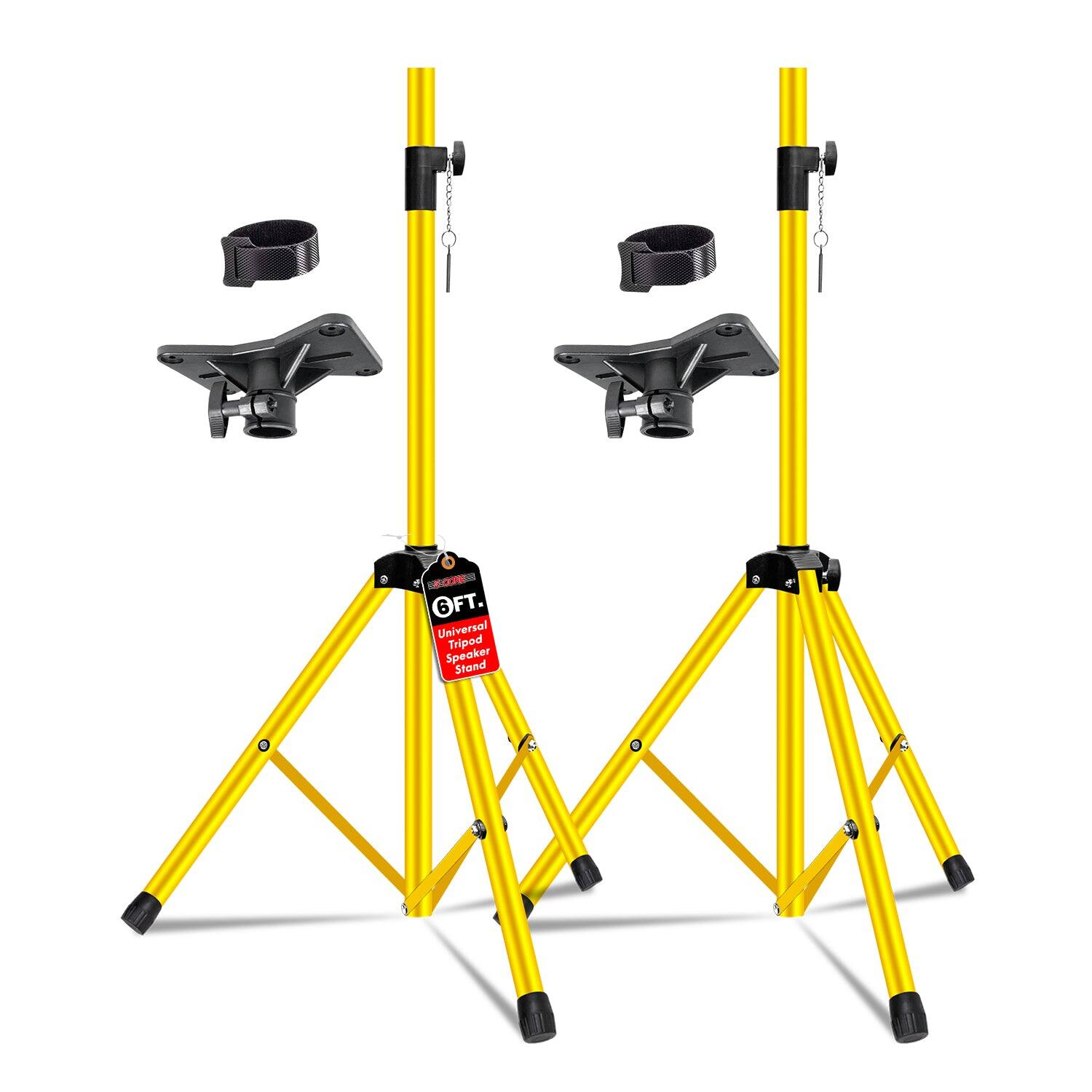 5 CORE - 5Core Speaker Stand Pair Tripod Tall Adjustable 72 Inch DJ Studio Monitor Stands-SS ECO 2PK YLW WoB - Yellow