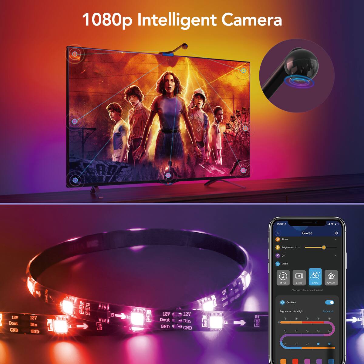The text in the image is "1080p Intelligent Camera."