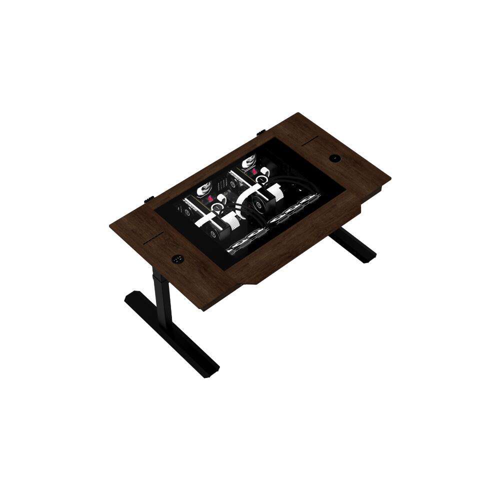 Alt View 2. Lian Li - DK-07 Wood Motorized Standing Desk | Dual E-ATX Ready, Real Wood Top, Built-in Wireless Charging, Height Adjustable - Black.